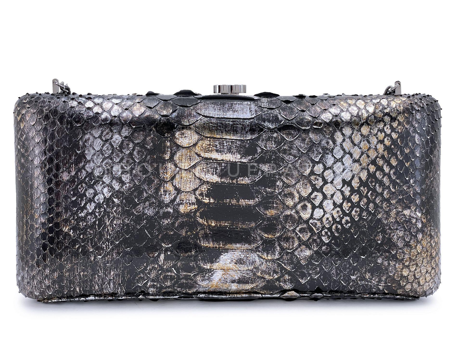 Chanel 13A Paris-Edinburgh Silver Ombre Python Clutch on Chain Evening Bag 68467 For Sale 1