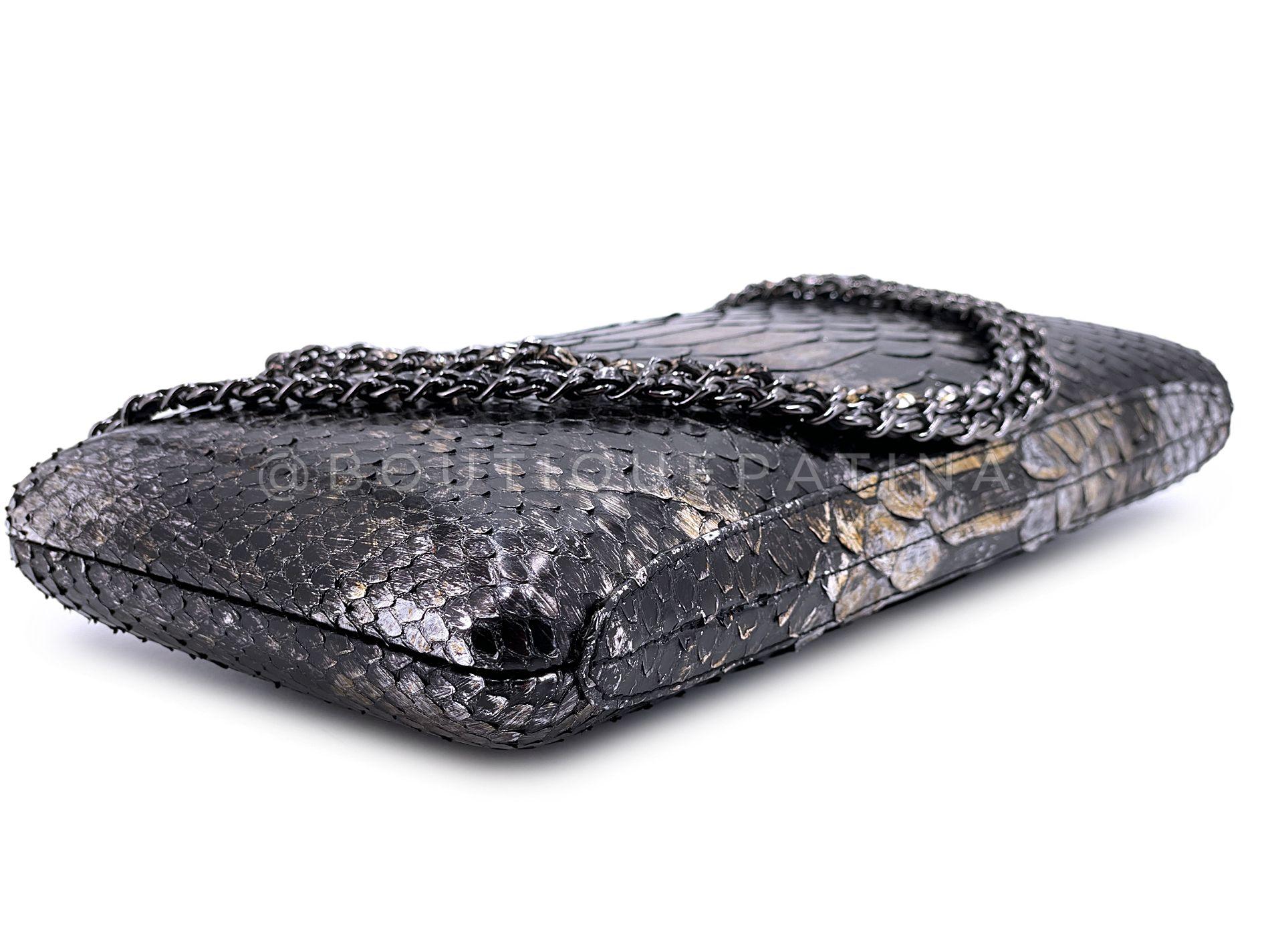 Chanel 13A Paris-Edinburgh Silver Ombre Python Clutch on Chain Evening Bag 68467 For Sale 3
