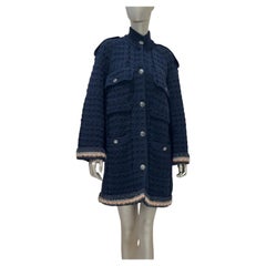 Manteau-pull Chanel 13B en laine et cachemire noir, maille épaisse, taille 38