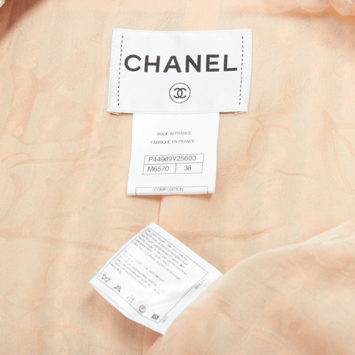 CHANEL 13C Rose Garden Lesage tweed ruffle detail cropped jacket FR38 M For Sale 6