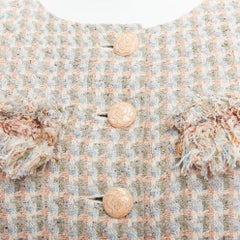 CHANEL 13C Rose Garden Lesage tweed ruffle detail cropped jacket FR38 M