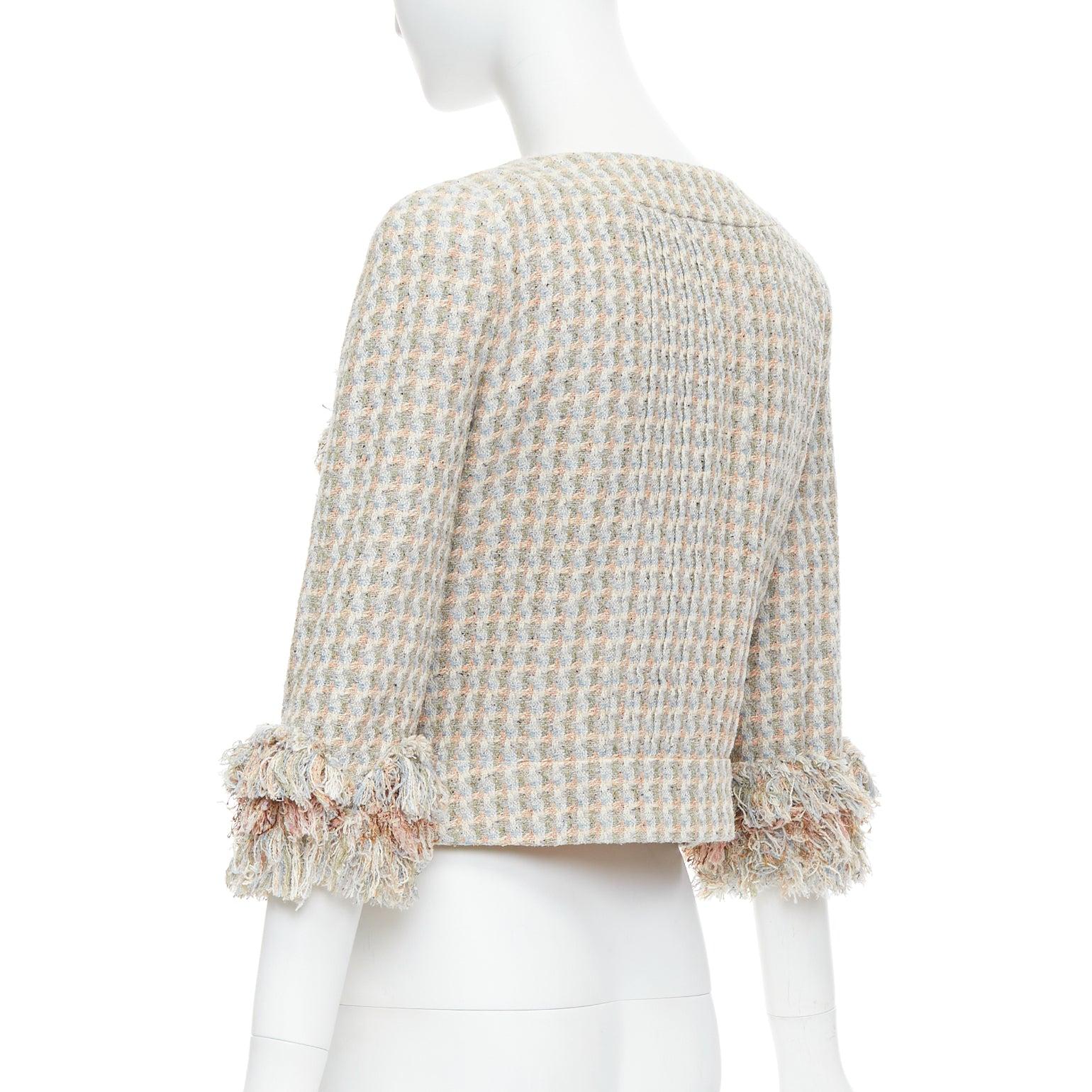 CHANEL 13C Rose Garden Lesage tweed ruffle detail cropped jacket FR38 M For Sale 2