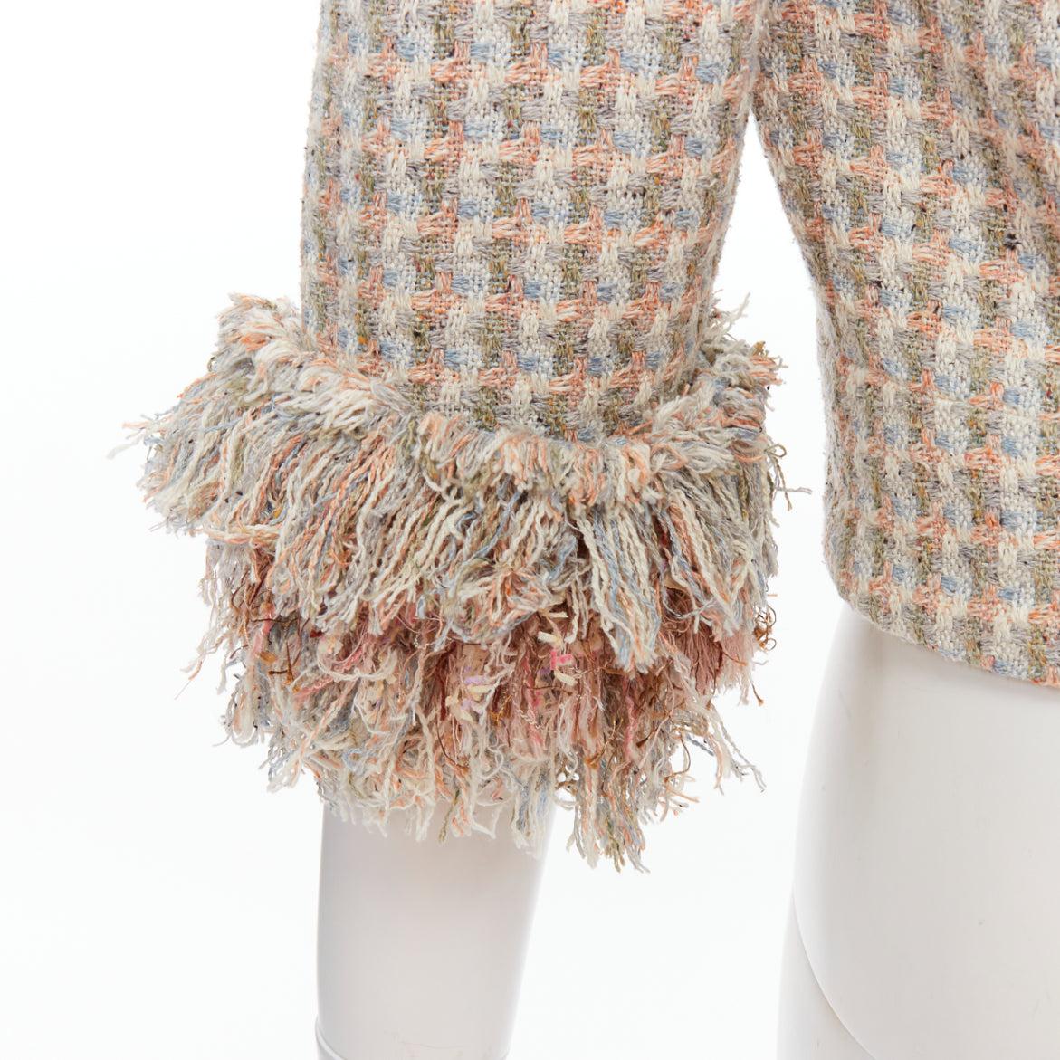CHANEL 13C Rose Garden Lesage tweed ruffle detail cropped jacket FR38 M For Sale 4