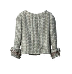 CHANEL 13C Rose Garden Tweed Ruffle Cropped Jacket Sz.38