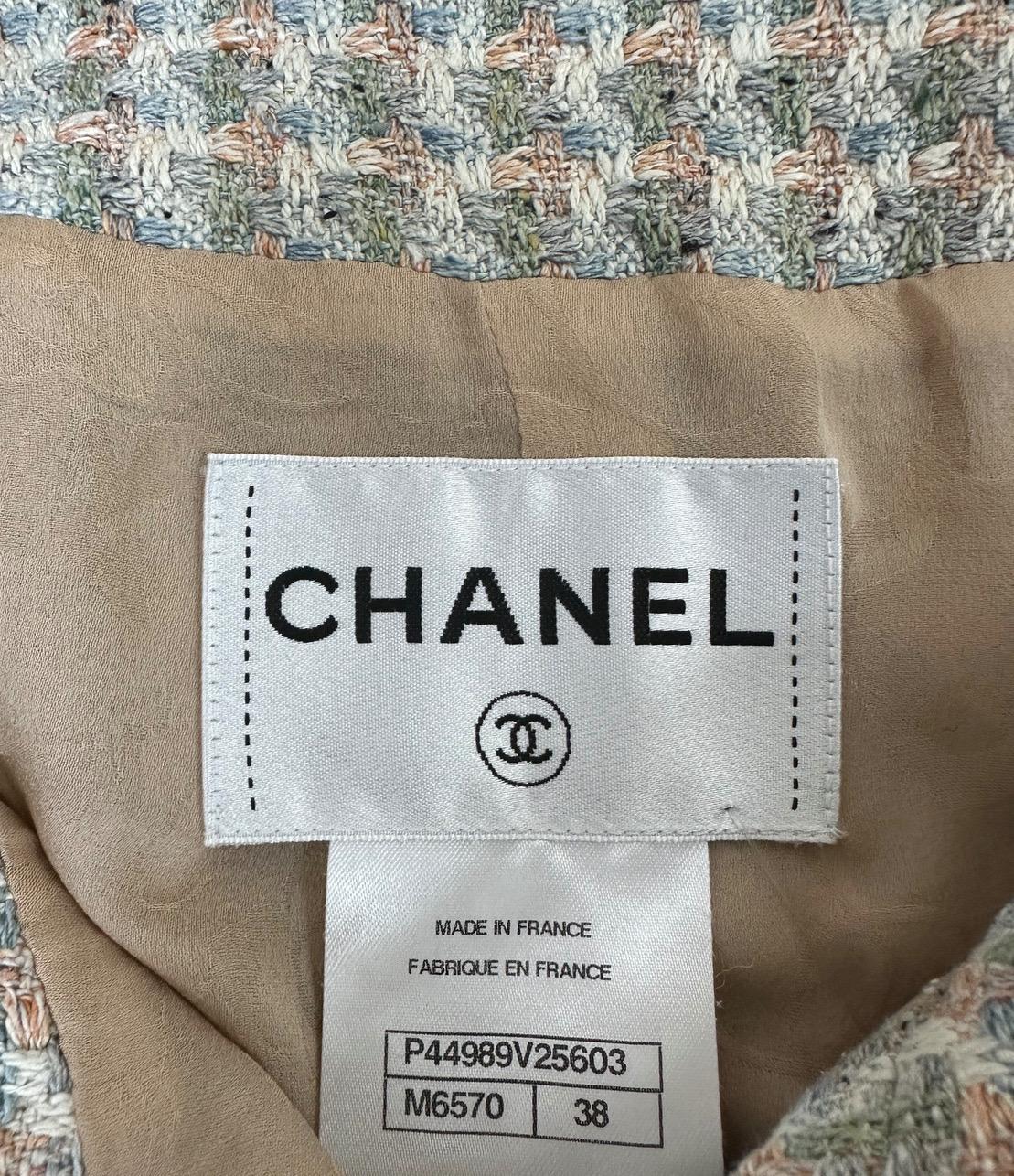 CHANEL 13C Rose Garden Tweed Ruffle Cropped Jacke Sz.38 Damen im Angebot