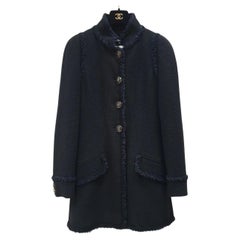 CHANEL 13C Versailles BLUE TRIM CAMELLIA GRIPOIX BUTTONS JACKET Sz.38
