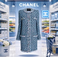CHANEL 13K$ 2014 Supermarket Runway Shimmer Tweed Coat 36 FR