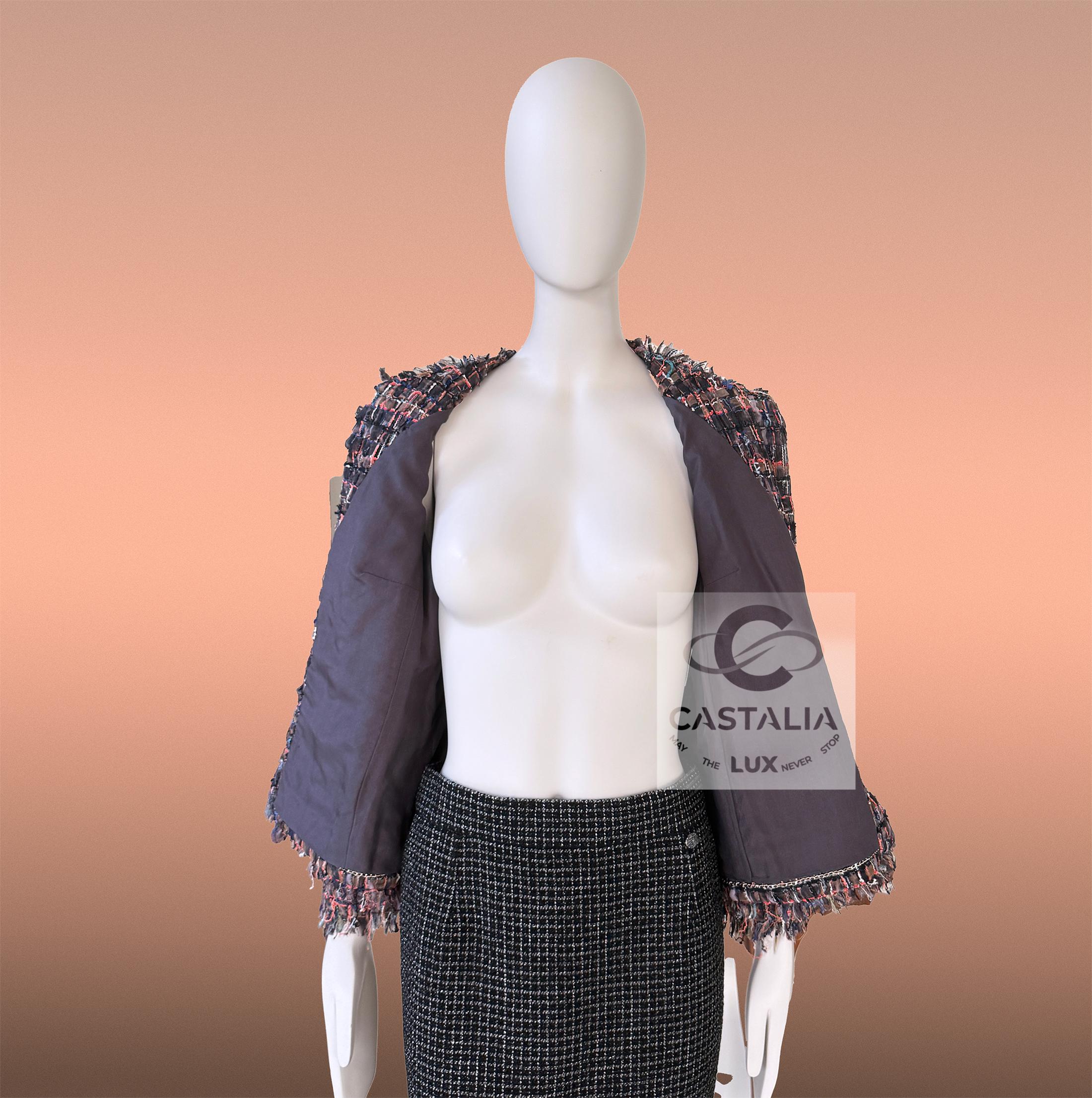 Chanel 13K$ Beige Ribbon Tweed Jacket 42 FR For Sale 5