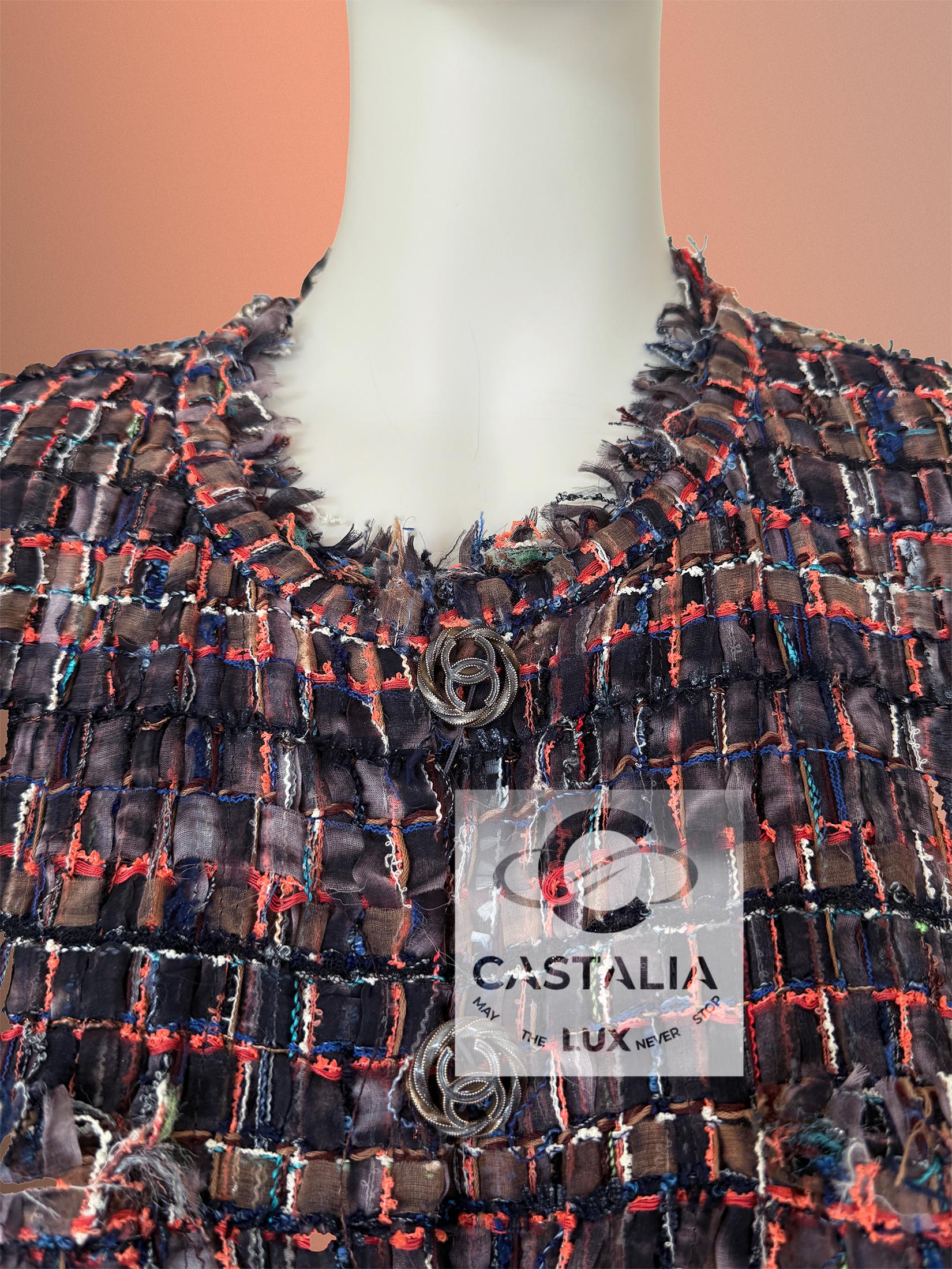 Chanel 13K$ Beige Ribbon Tweed Jacket 42 FR For Sale 6