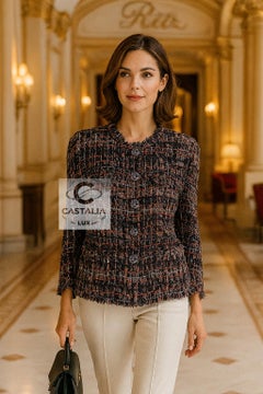Chanel 13K$ Beige Ribbon Tweed Jacket 42 FR