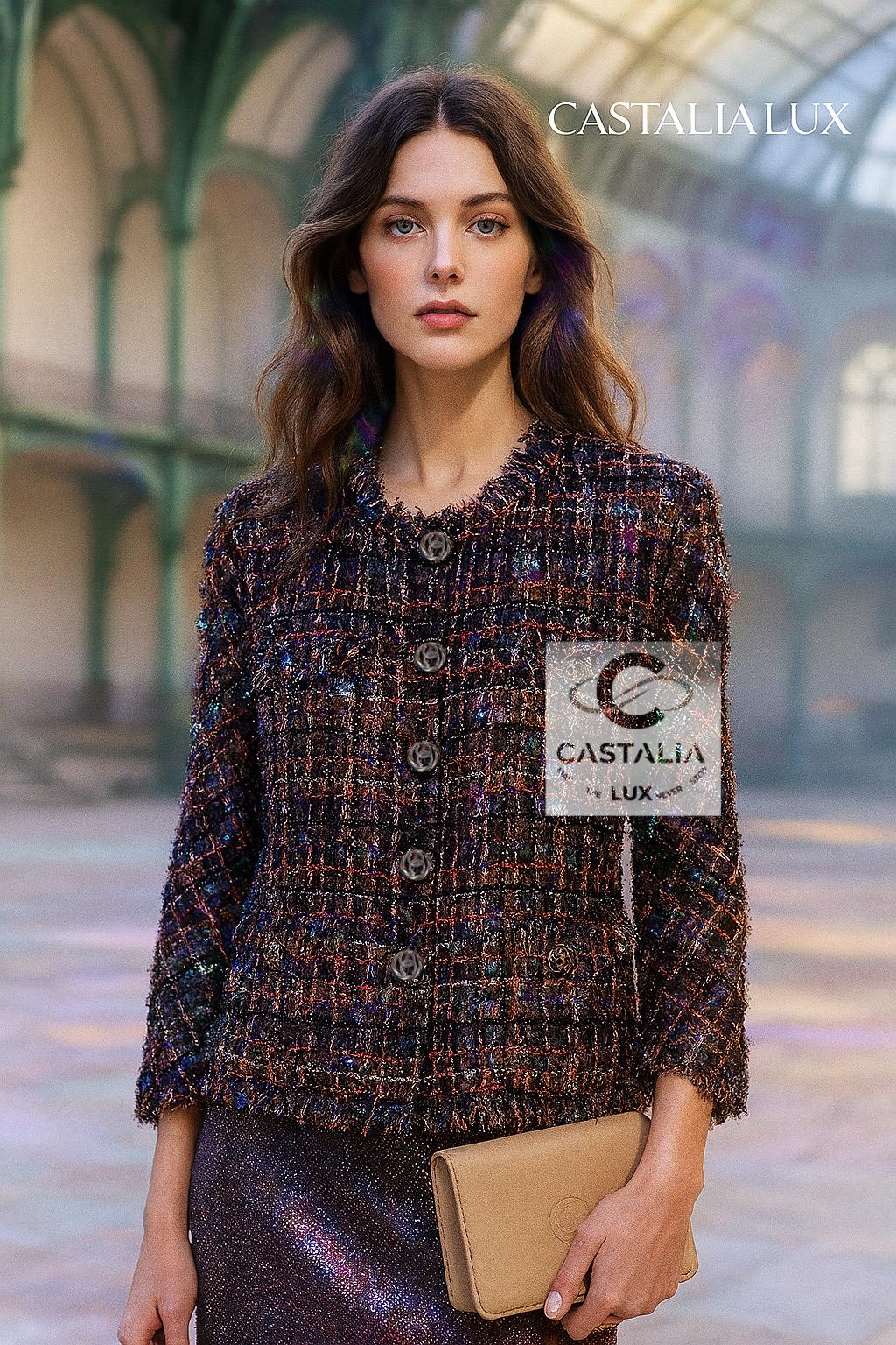 Chanel 13K$ Beige Ribbon Tweed Jacket 42 FR For Sale 1