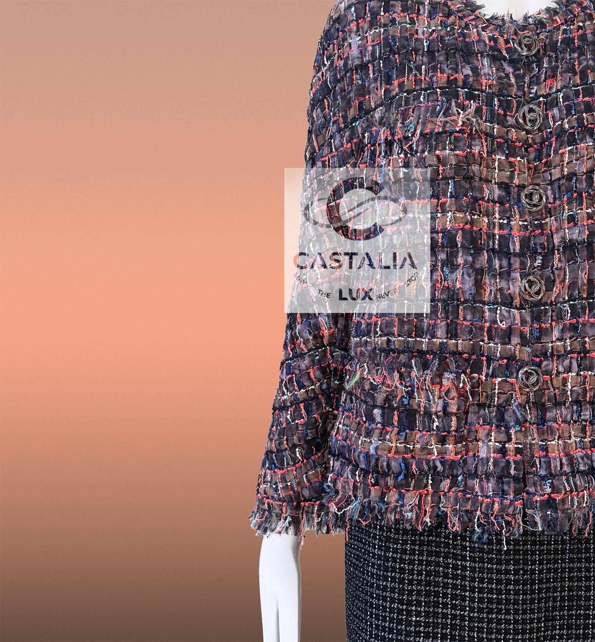 Chanel 13K$ Beige Ribbon Tweed Jacket 42 FR For Sale 3