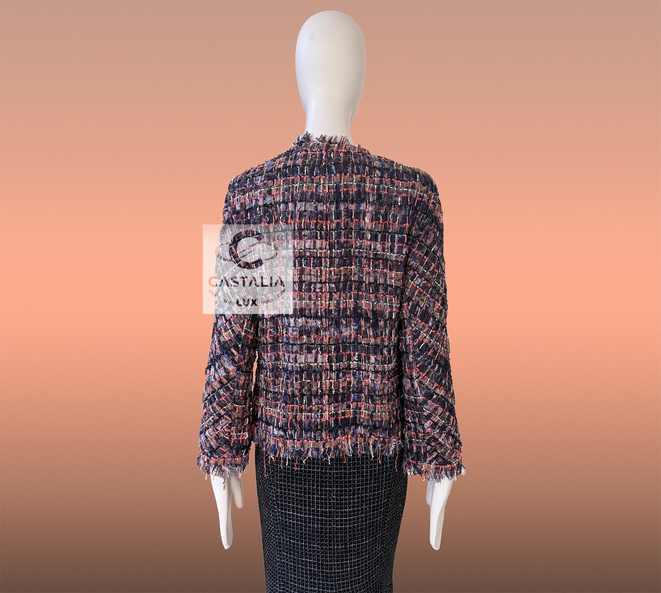 Chanel 13K$ Beige Ribbon Tweed Jacket 42 FR For Sale 4