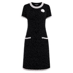 CHANEL 13K$ Black Pearl Embellished Dress with Jewel Brooch 40 FR