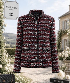 CHANEL 13K$ Veste en tweed Lesage noir à paillettes 46 FR