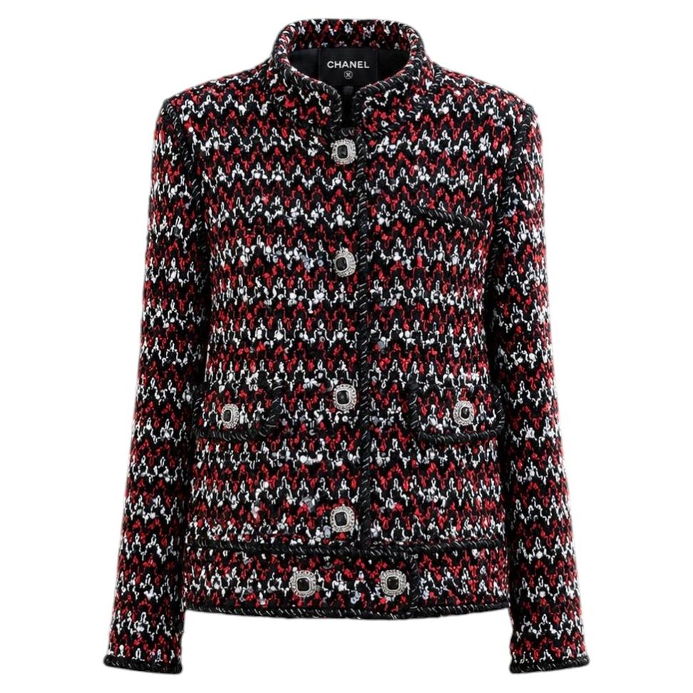 CHANEL 13K$ Black Sequinned Lesage Tweed Jacket 46 FR