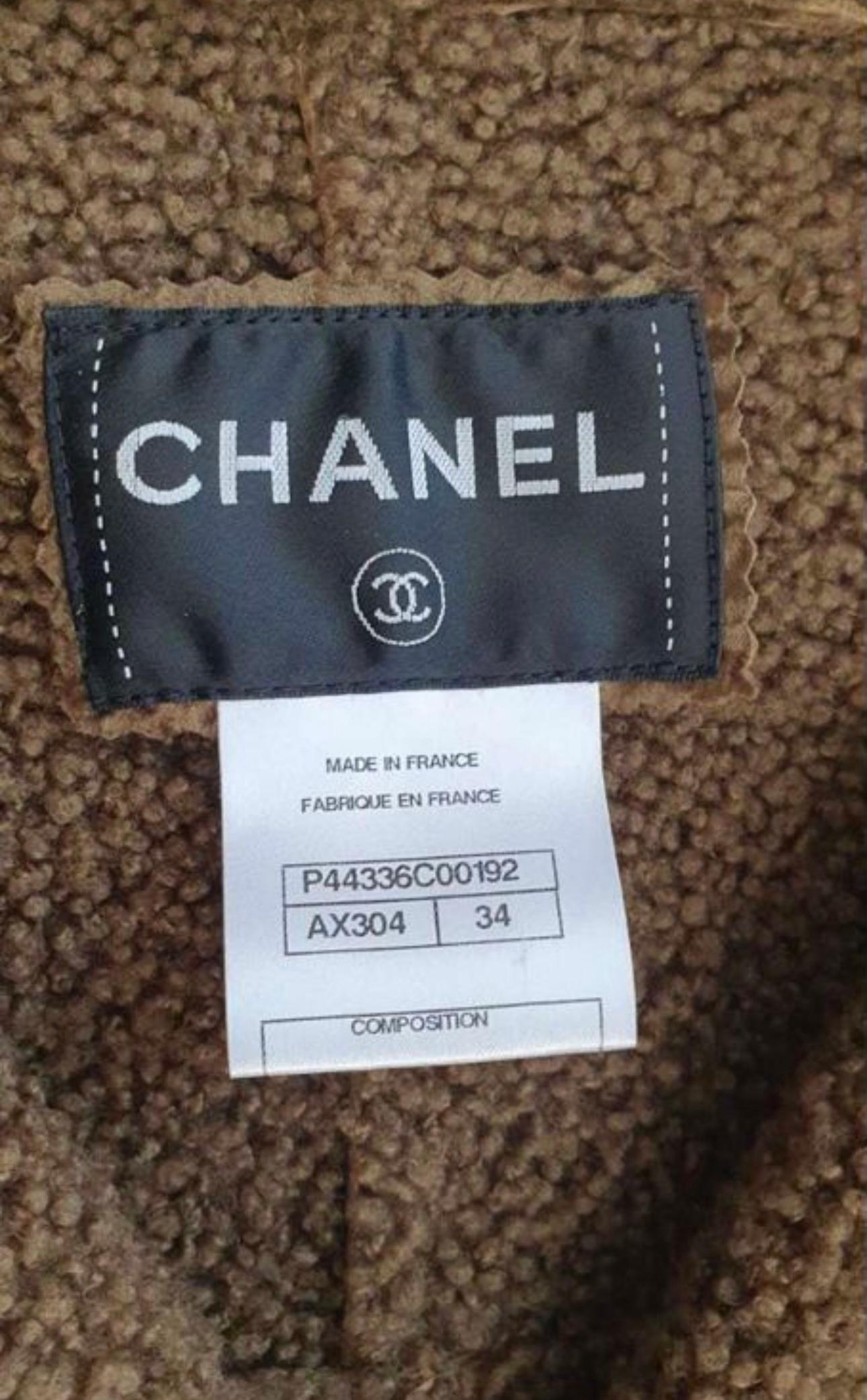 Chanel 13K$ CC Buttons Camel Shearling Jacket For Sale 6