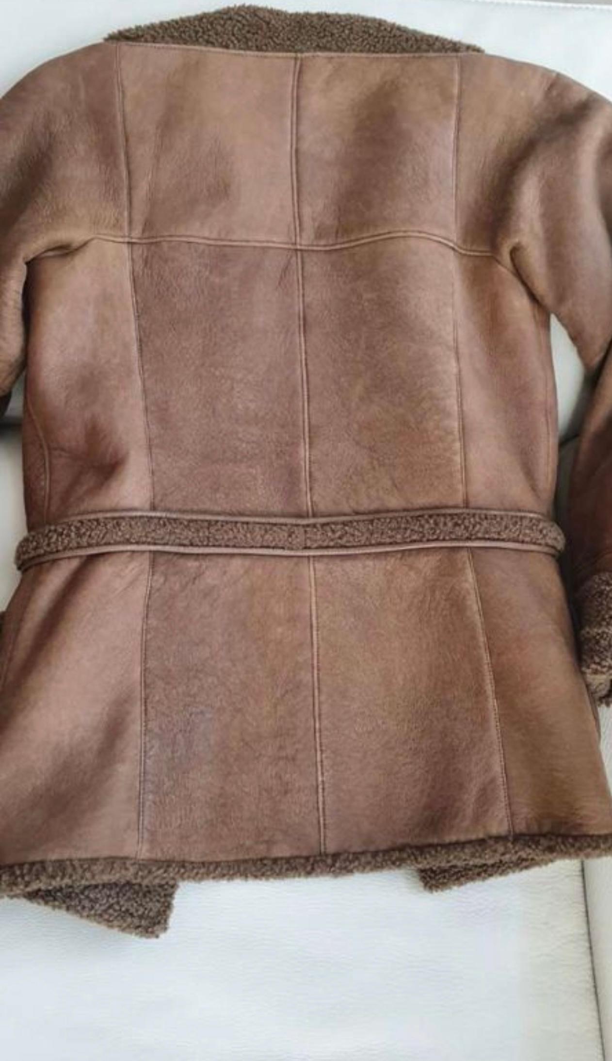 Chanel 13K$ CC Buttons Camel Shearling Jacket For Sale 2