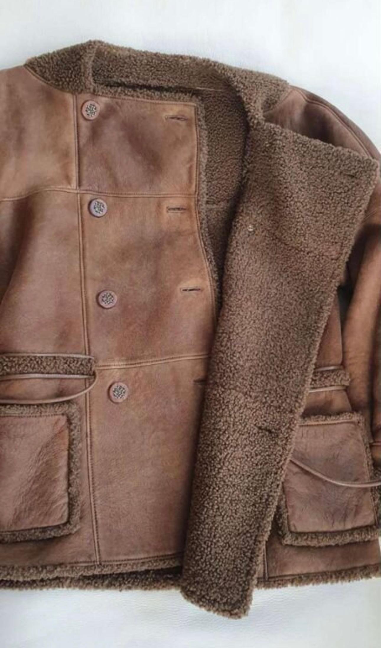 Chanel 13K$ CC Buttons Camel Shearling Jacket For Sale 5