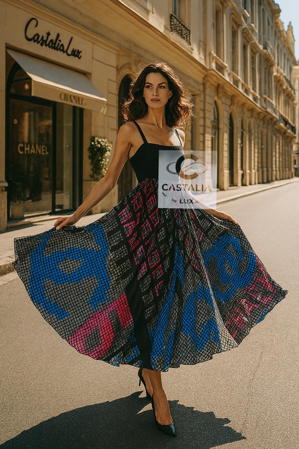 Chanel 13K$ CC Logo Maxi Abito in seta 40 FR in vendita 6