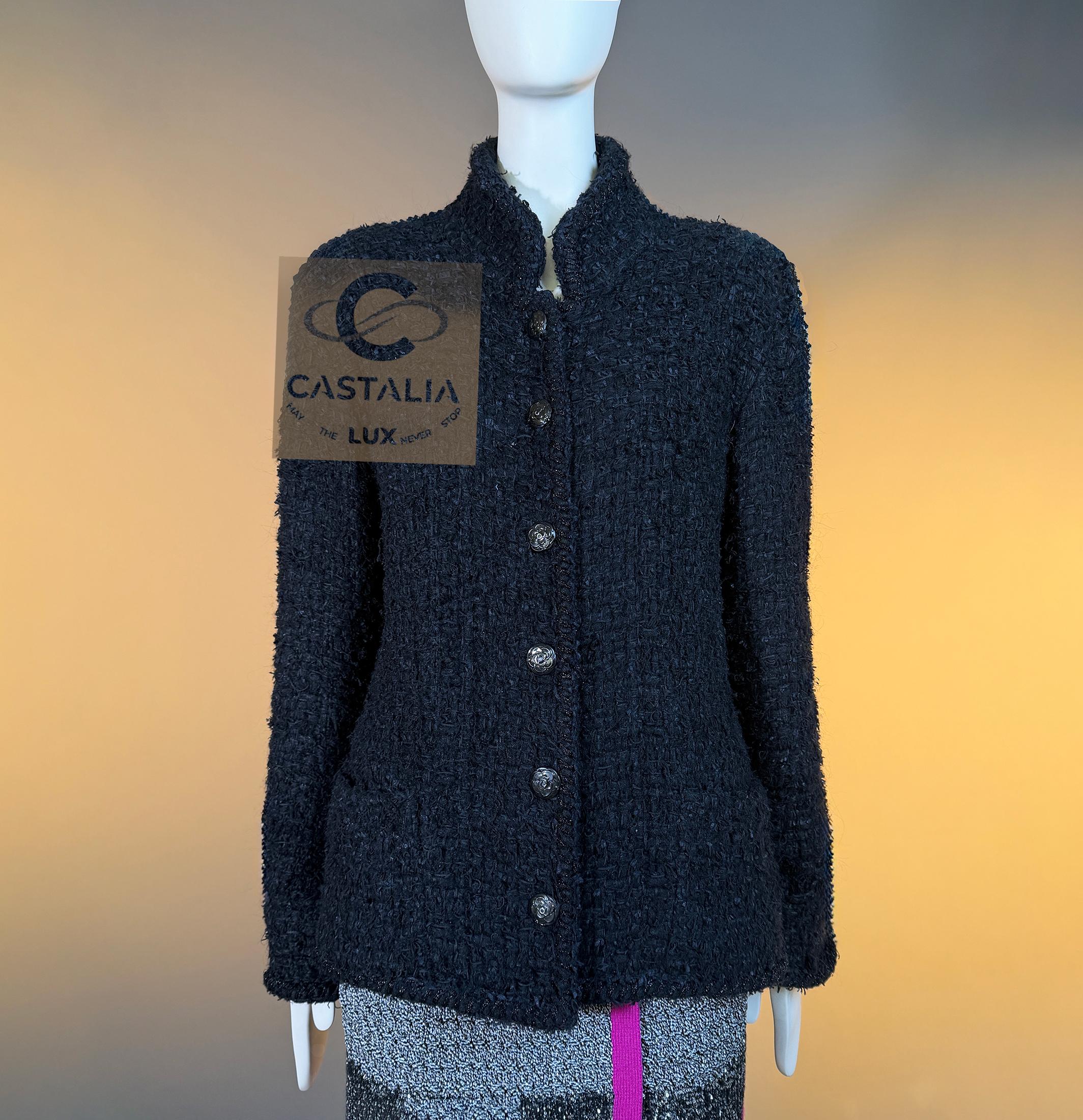CHANEL 13K$ COCO Brasserie Statement Chaqueta de tweed negro 36 FR en venta 6