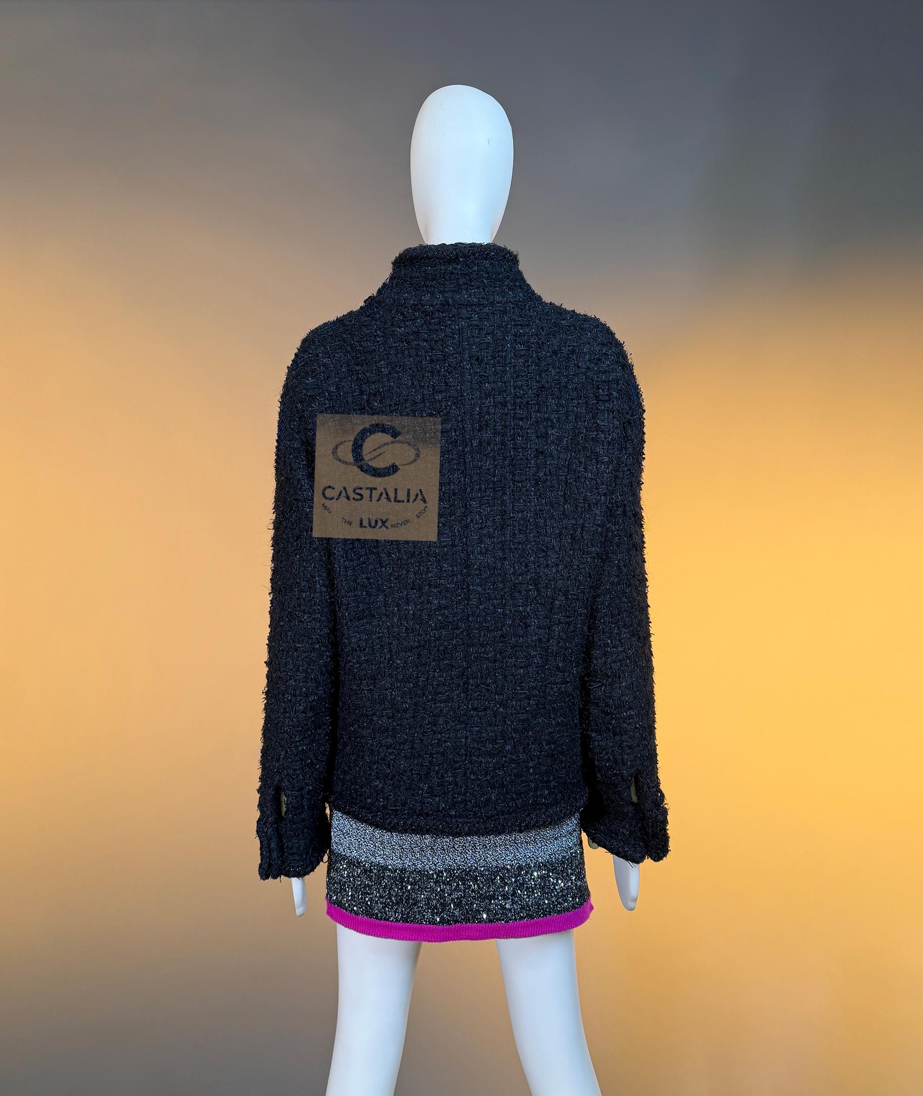 CHANEL 13K$ COCO Brasserie Statement Chaqueta de tweed negro 36 FR en venta 7