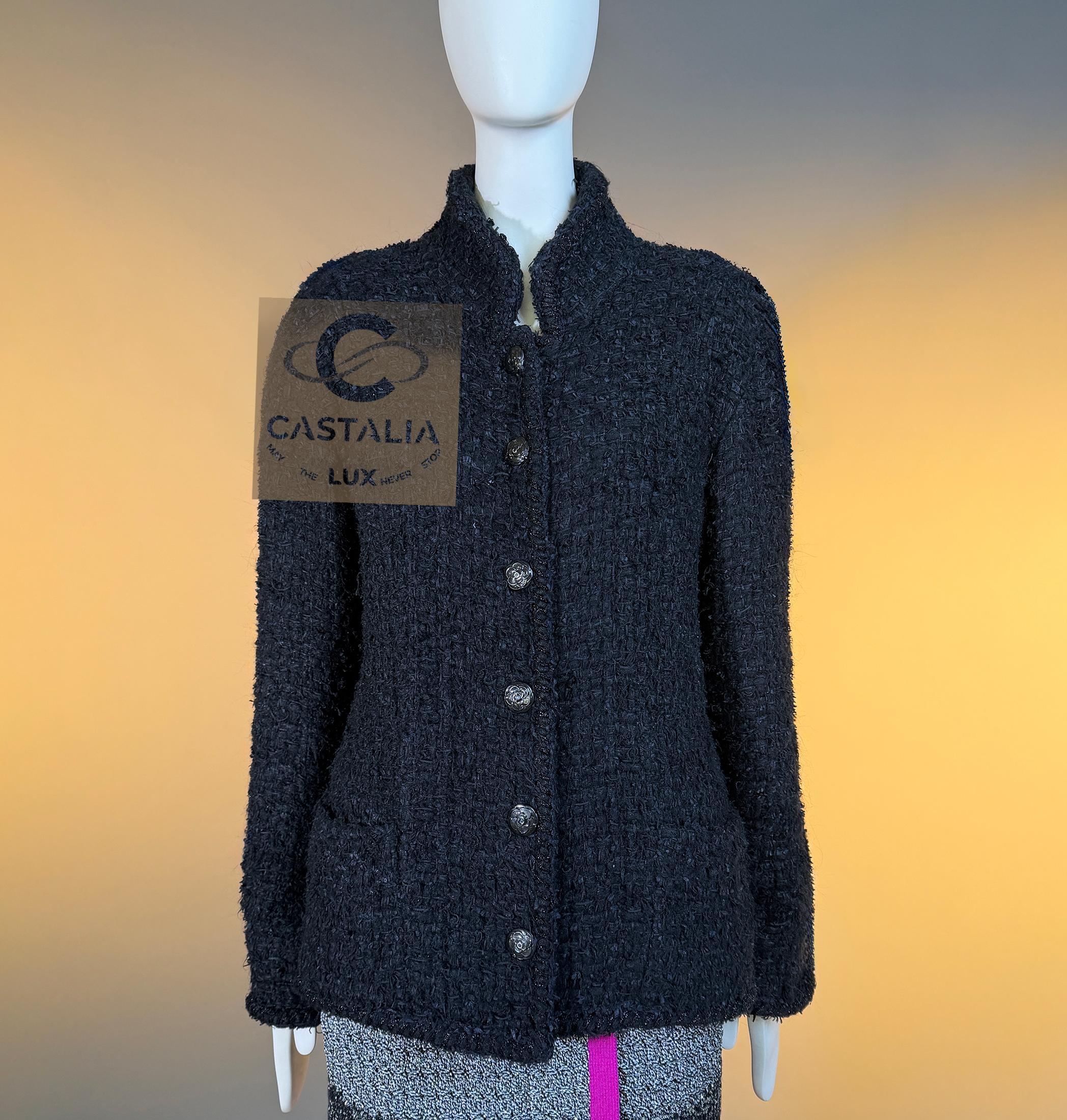 CHANEL 13K$ COCO Brasserie Statement Chaqueta de tweed negro 36 FR Negro en venta