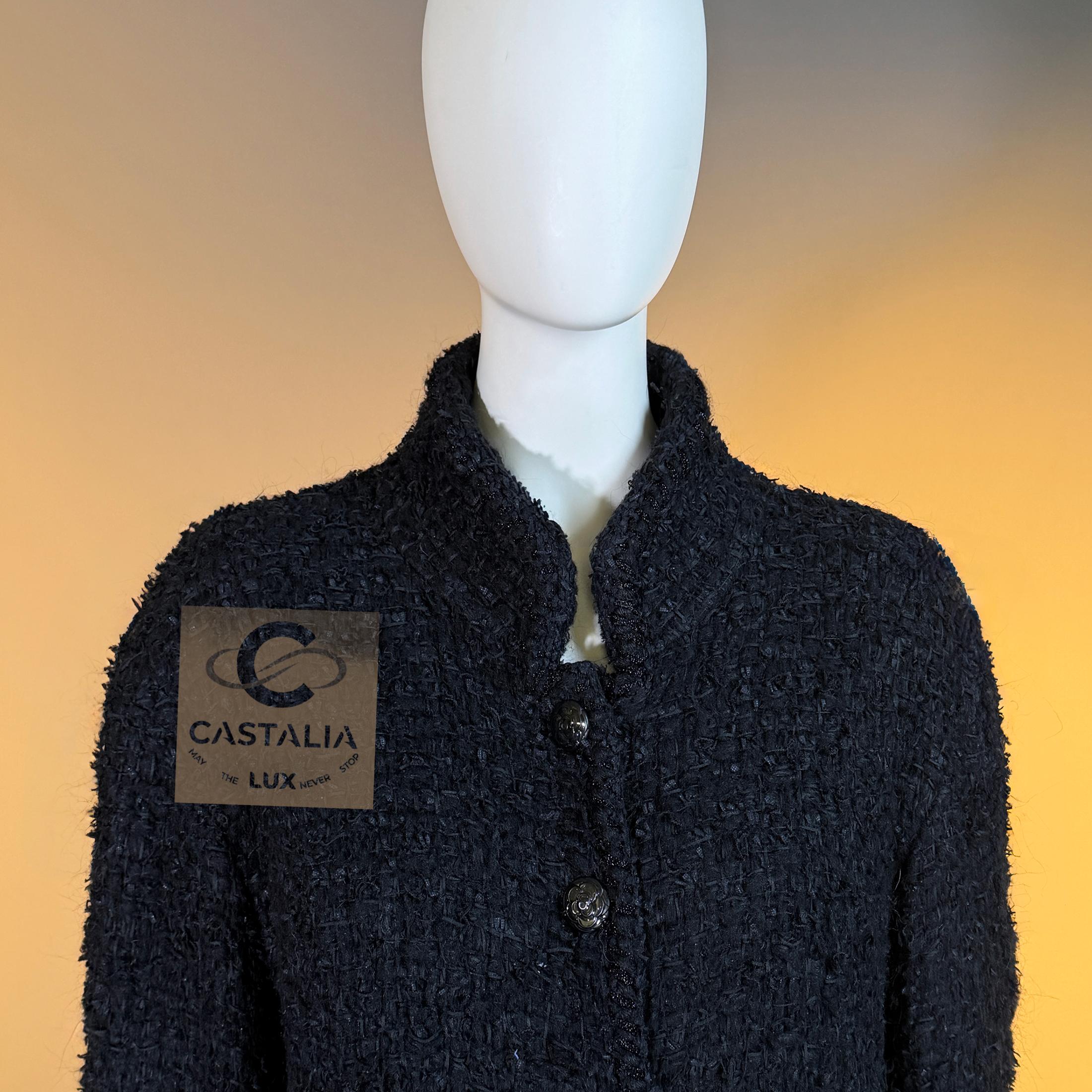 CHANEL 13K$ COCO Brasserie Statement Chaqueta de tweed negro 36 FR en Excelente estado para la venta en Dubai, AE
