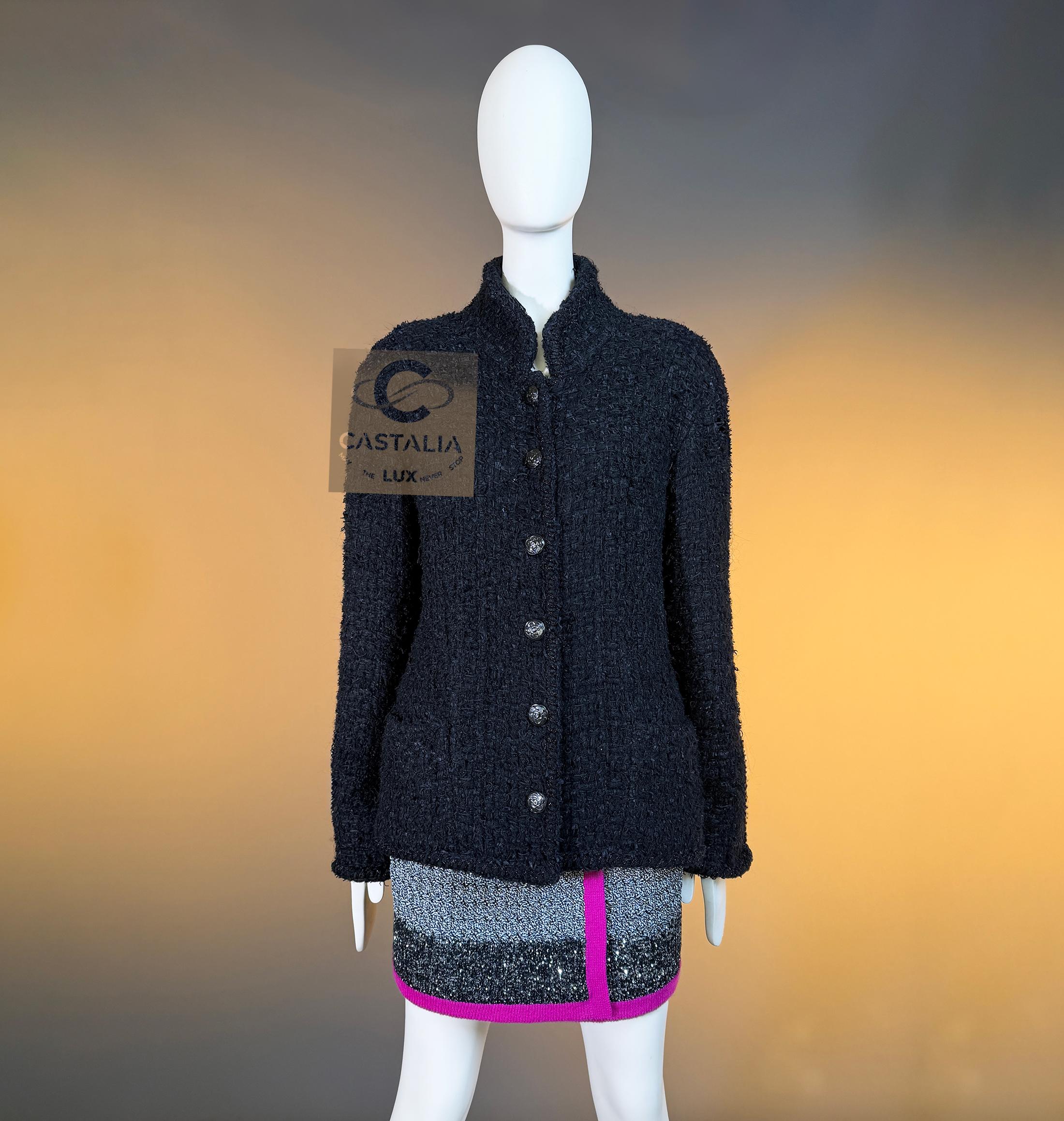 CHANEL 13K$ COCO Brasserie Statement Chaqueta de tweed negro 36 FR en venta 2