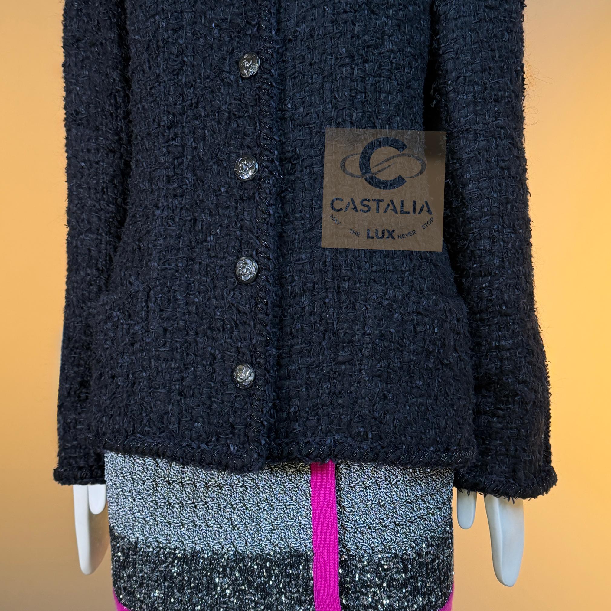 CHANEL 13K$ COCO Brasserie Statement Chaqueta de tweed negro 36 FR en venta 3