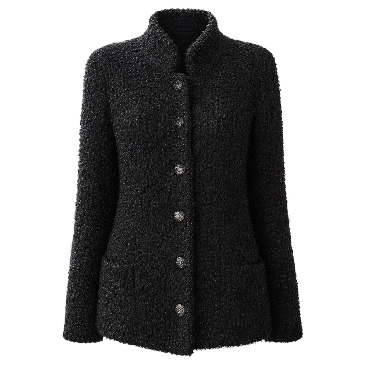 CHANEL 13K$ COCO Brasserie Statement Black Tweed Jacket 36 FR