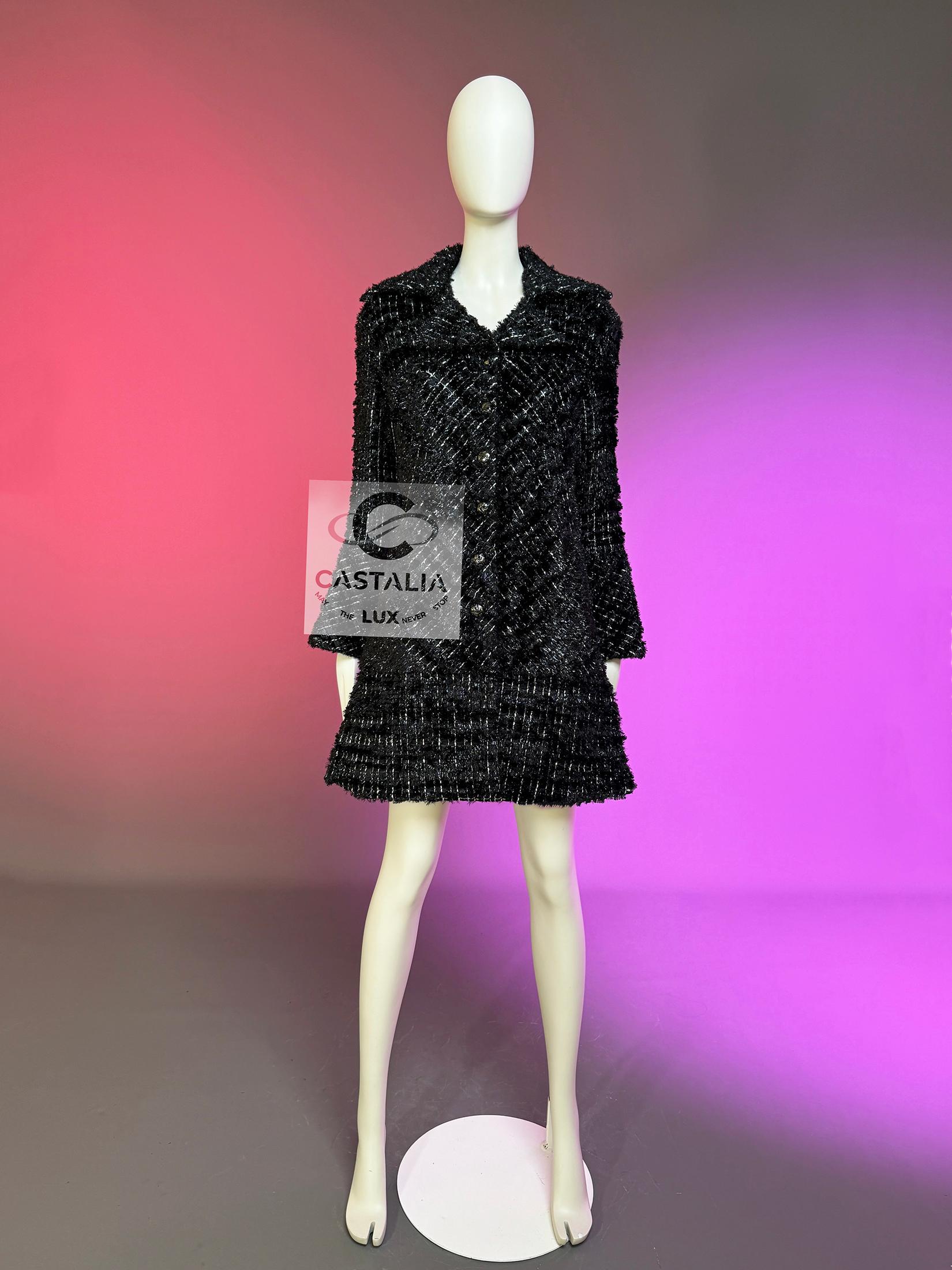 CHANEL 13K$ Cosmic Futurism Black Tweed Jacket  36 FR For Sale 8