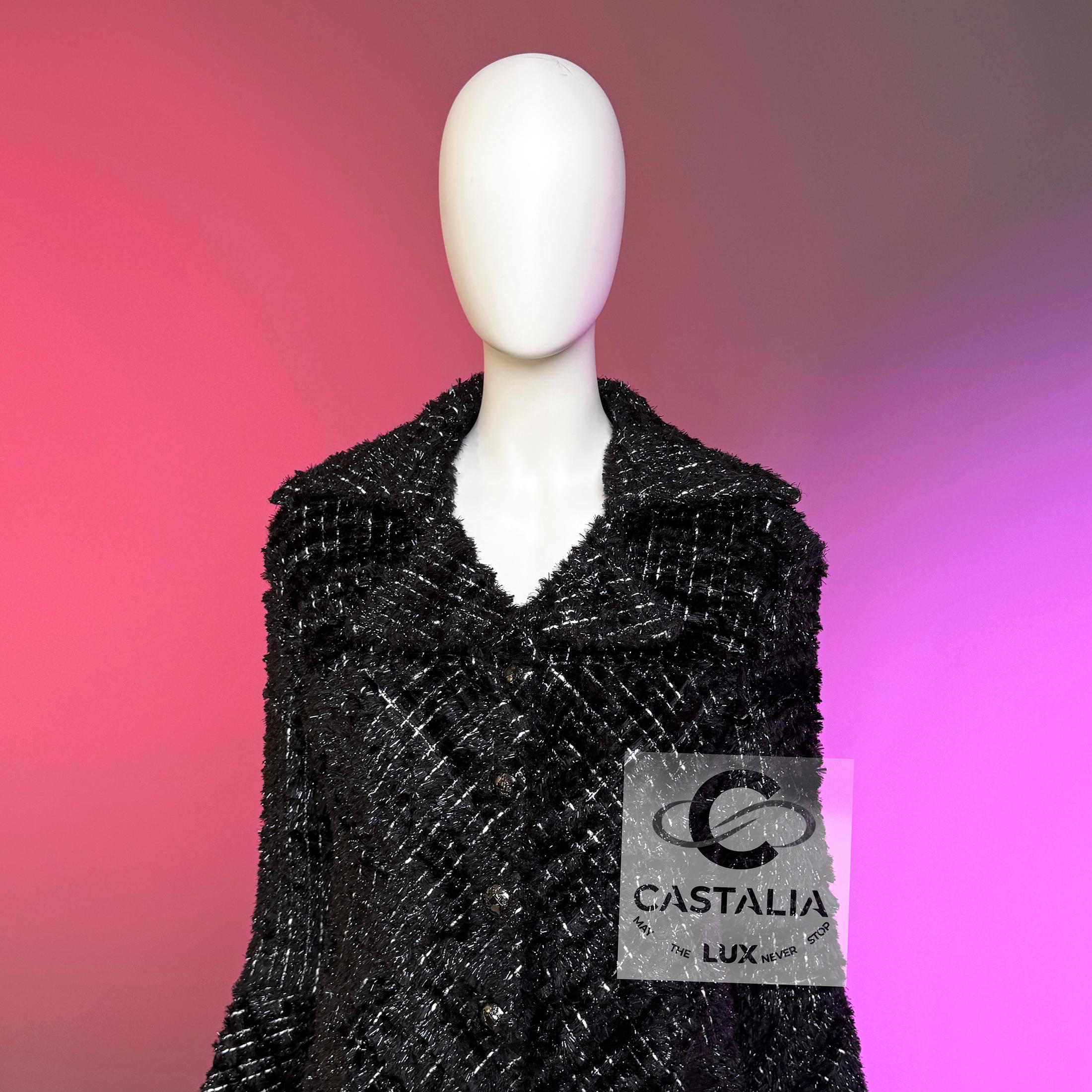 CHANEL 13K$ Cosmic Futurism Black Tweed Jacket  36 FR For Sale 9