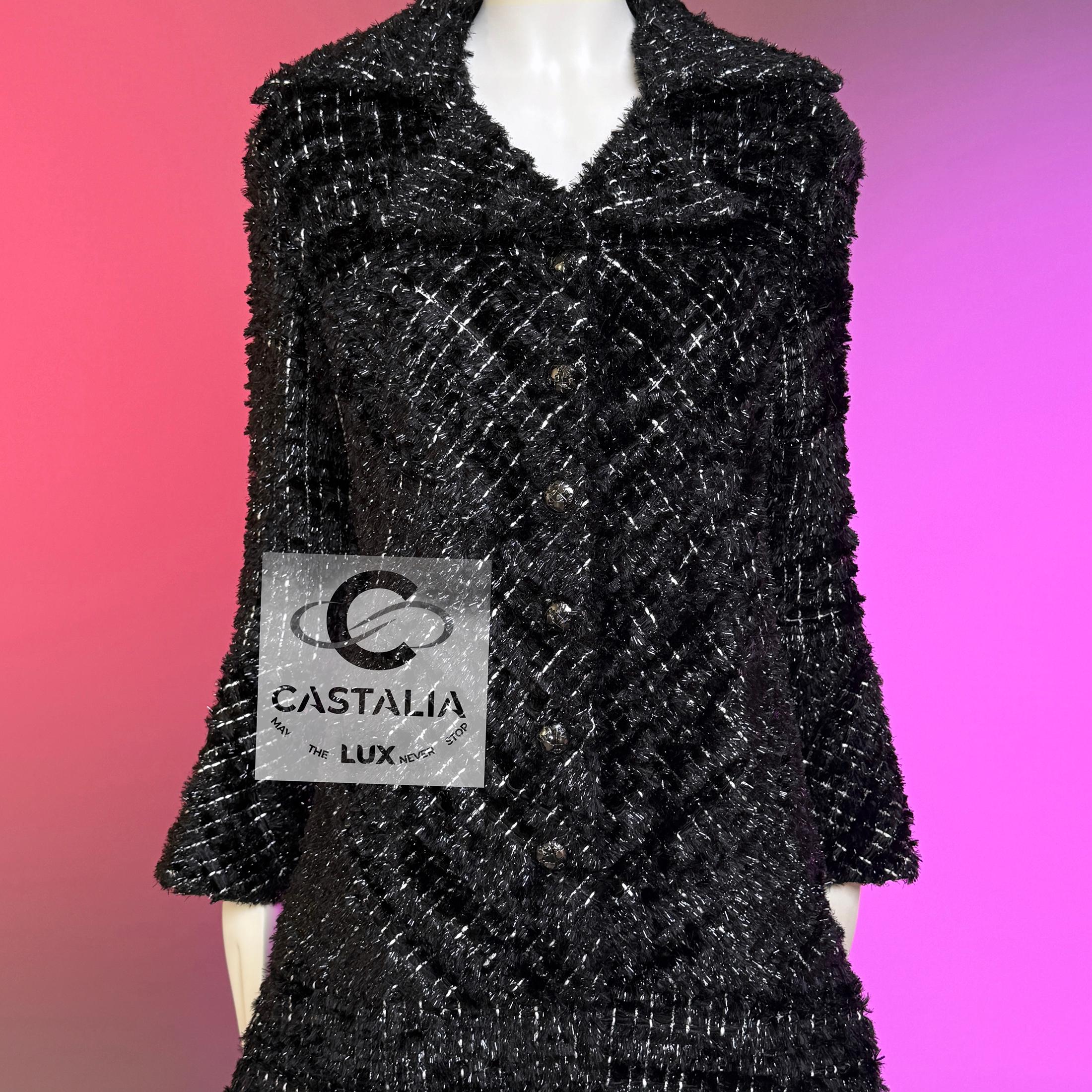 CHANEL 13K$ Cosmic Futurism Black Tweed Jacket  36 FR For Sale 10