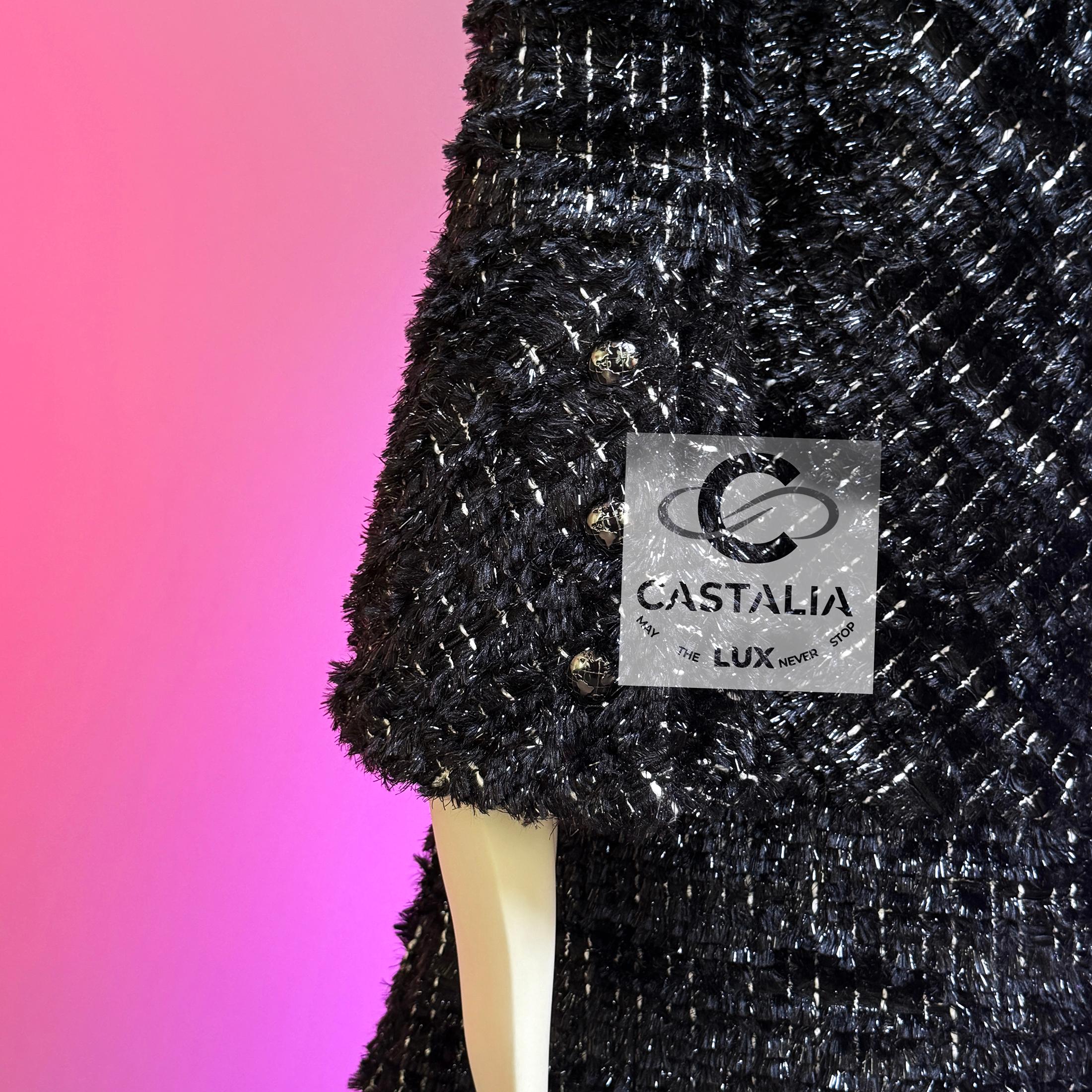 CHANEL 13K$ Cosmic Futurism Black Tweed Jacket  36 FR For Sale 12