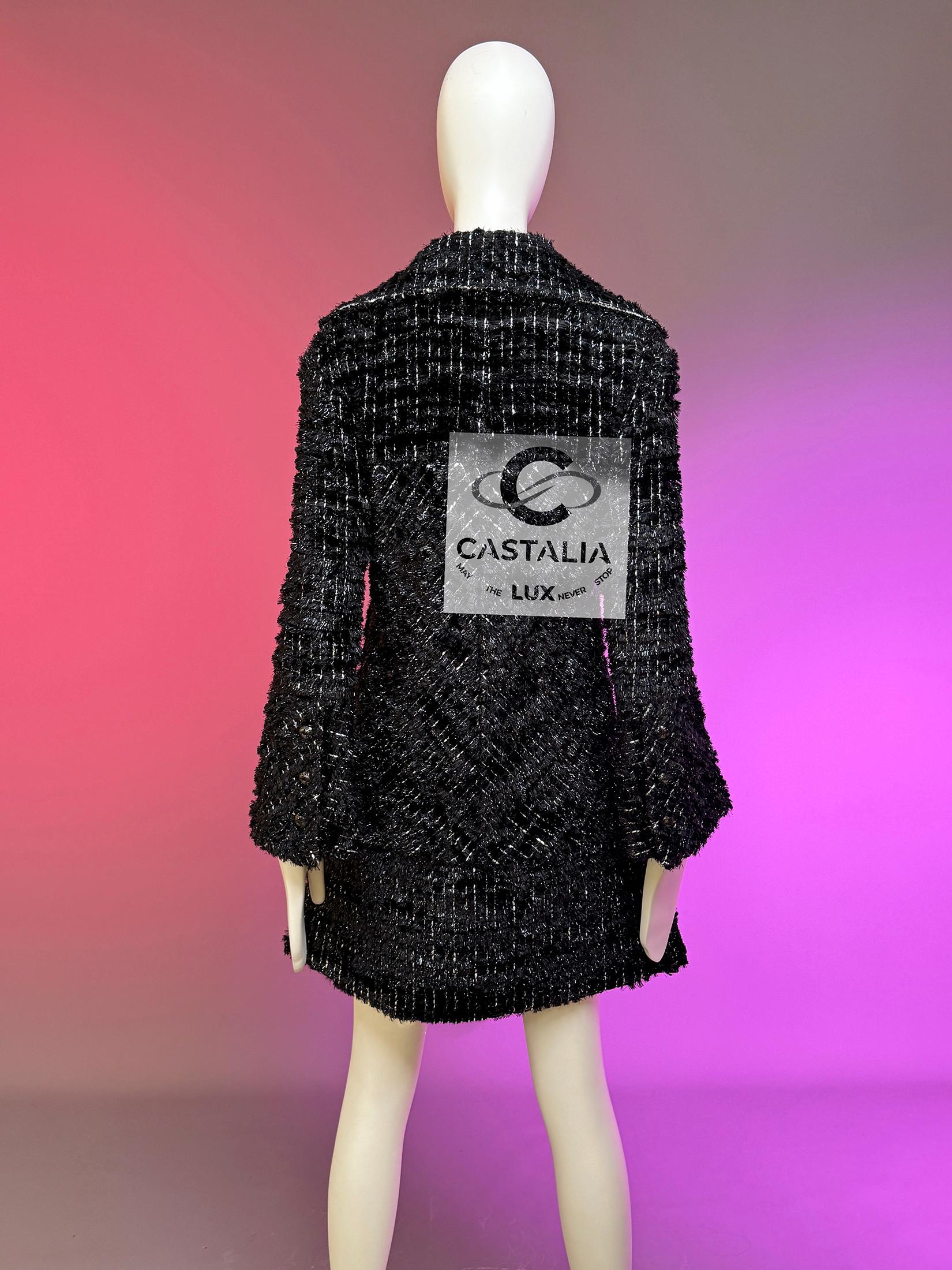 CHANEL 13K$ Cosmic Futurism Black Tweed Jacket  36 FR For Sale 13