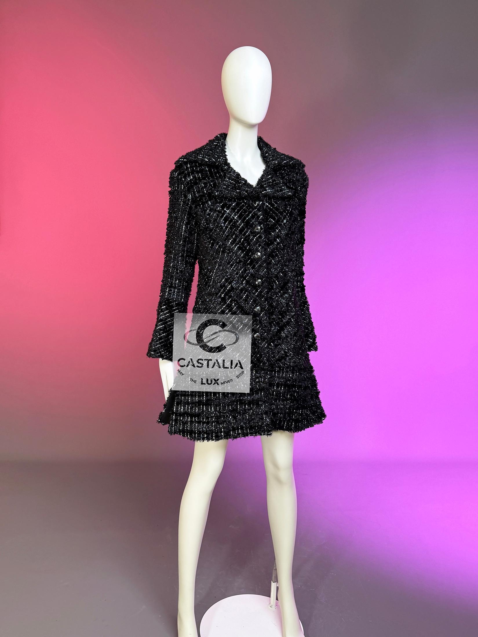 CHANEL 13K$ Cosmic Futurism Black Tweed Jacket  36 FR For Sale 15