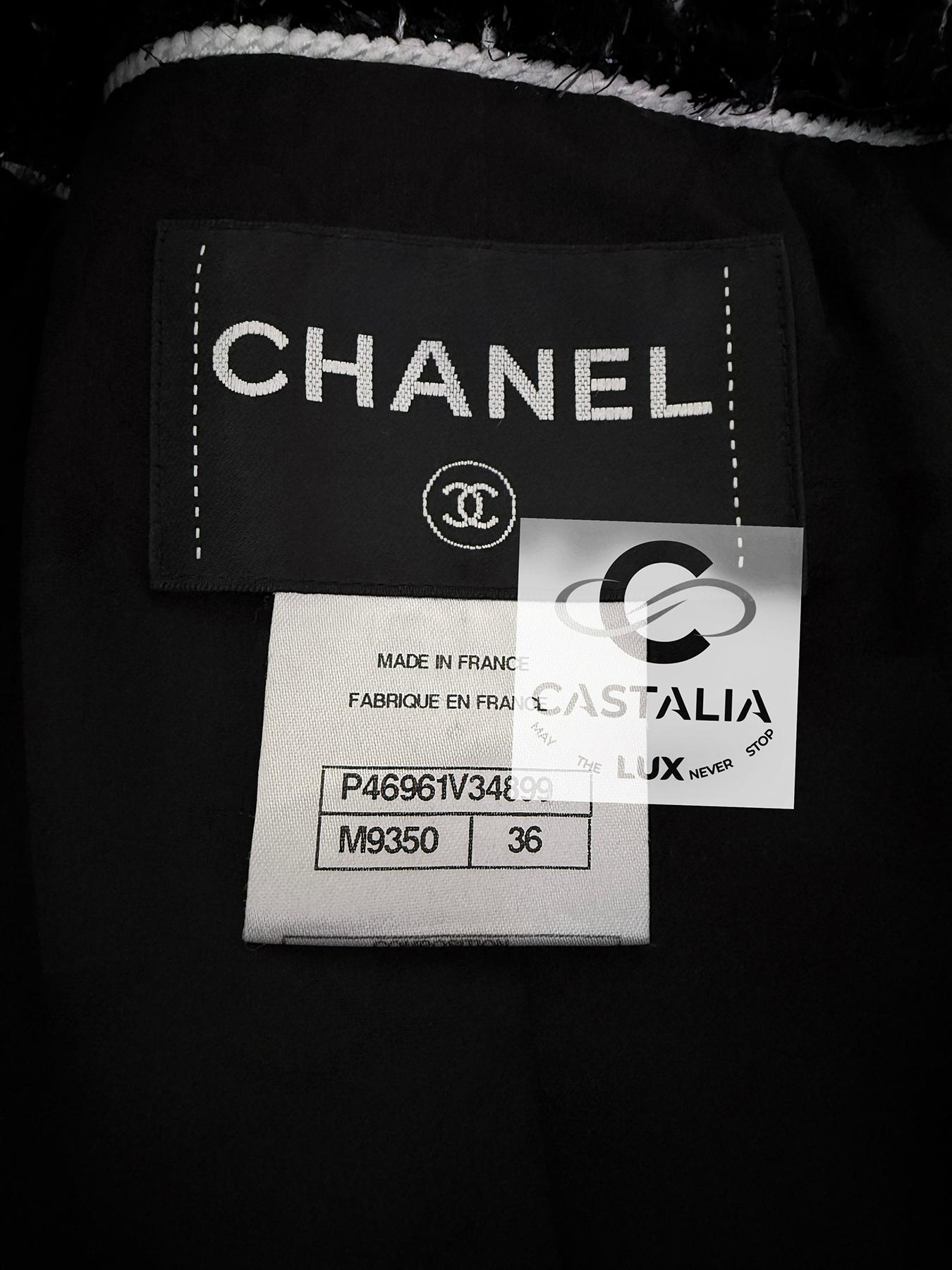 CHANEL 13K$ Cosmic Futurism Black Tweed Jacket  36 FR For Sale 16