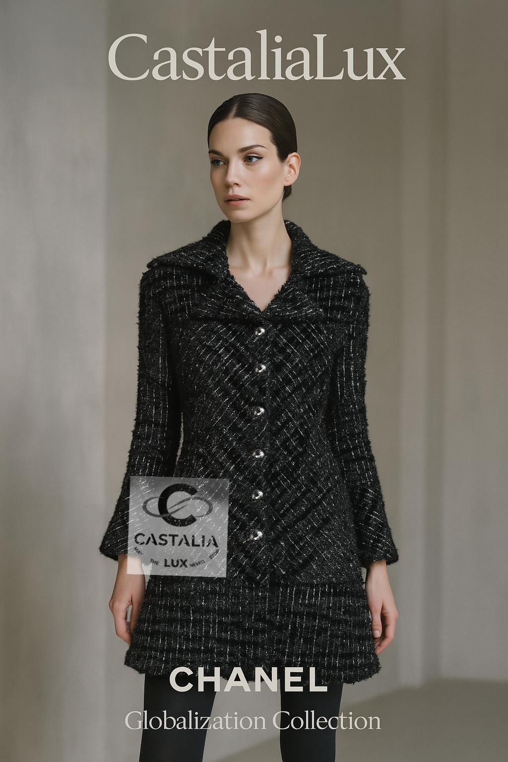 Nero Giacca Chanel 13K$ Futurismo Cosmico in tweed nero  36 FR in vendita