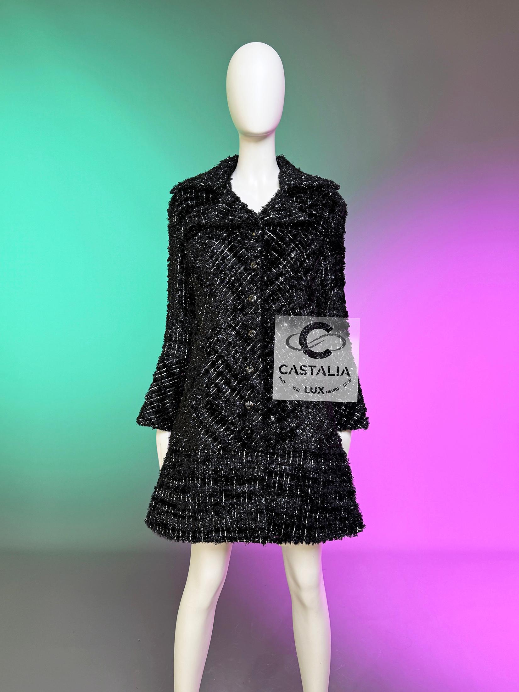 CHANEL 13K$ Cosmic Futurism Black Tweed Jacket  36 FR For Sale 2