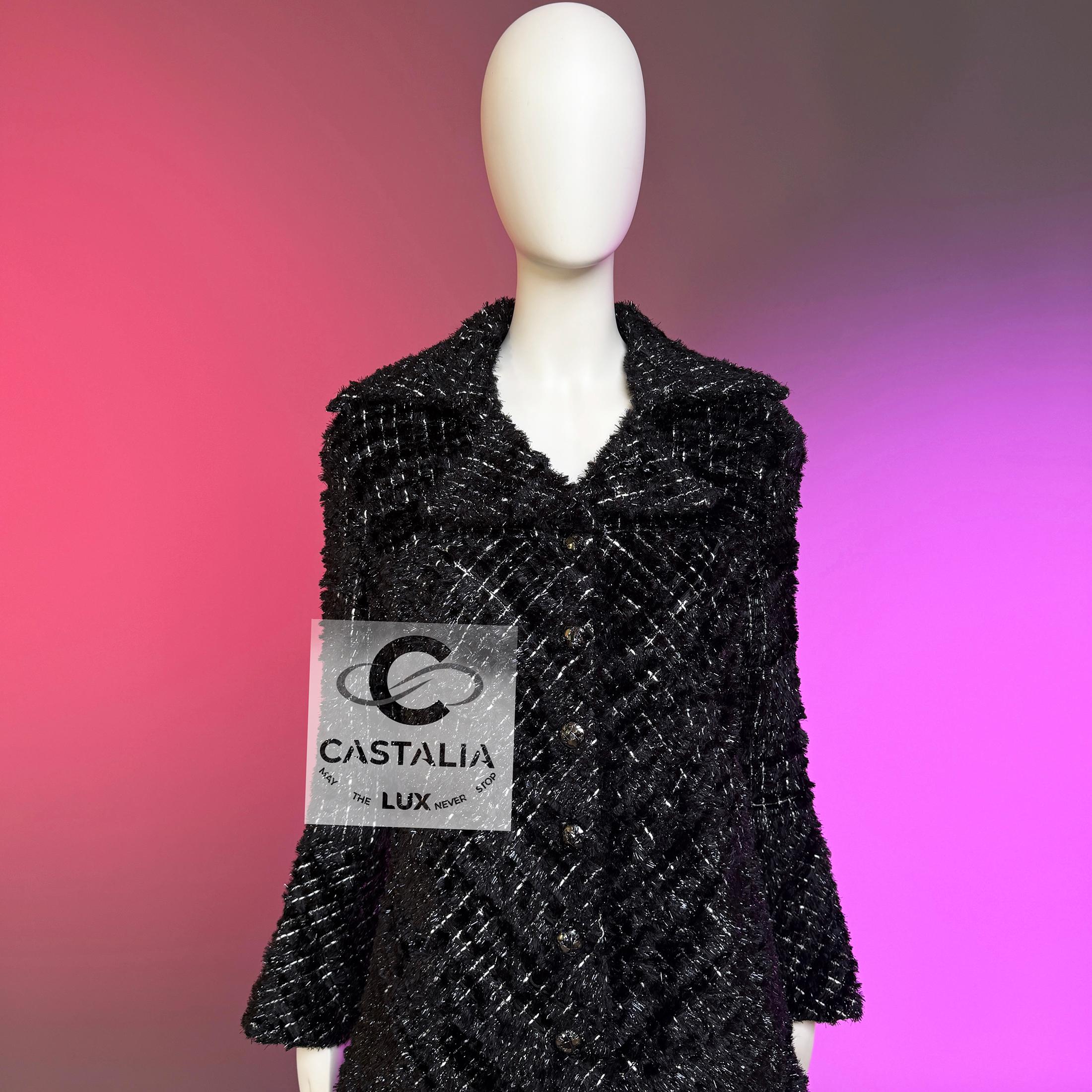 CHANEL 13K$ Cosmic Futurism Black Tweed Jacket  36 FR For Sale 3
