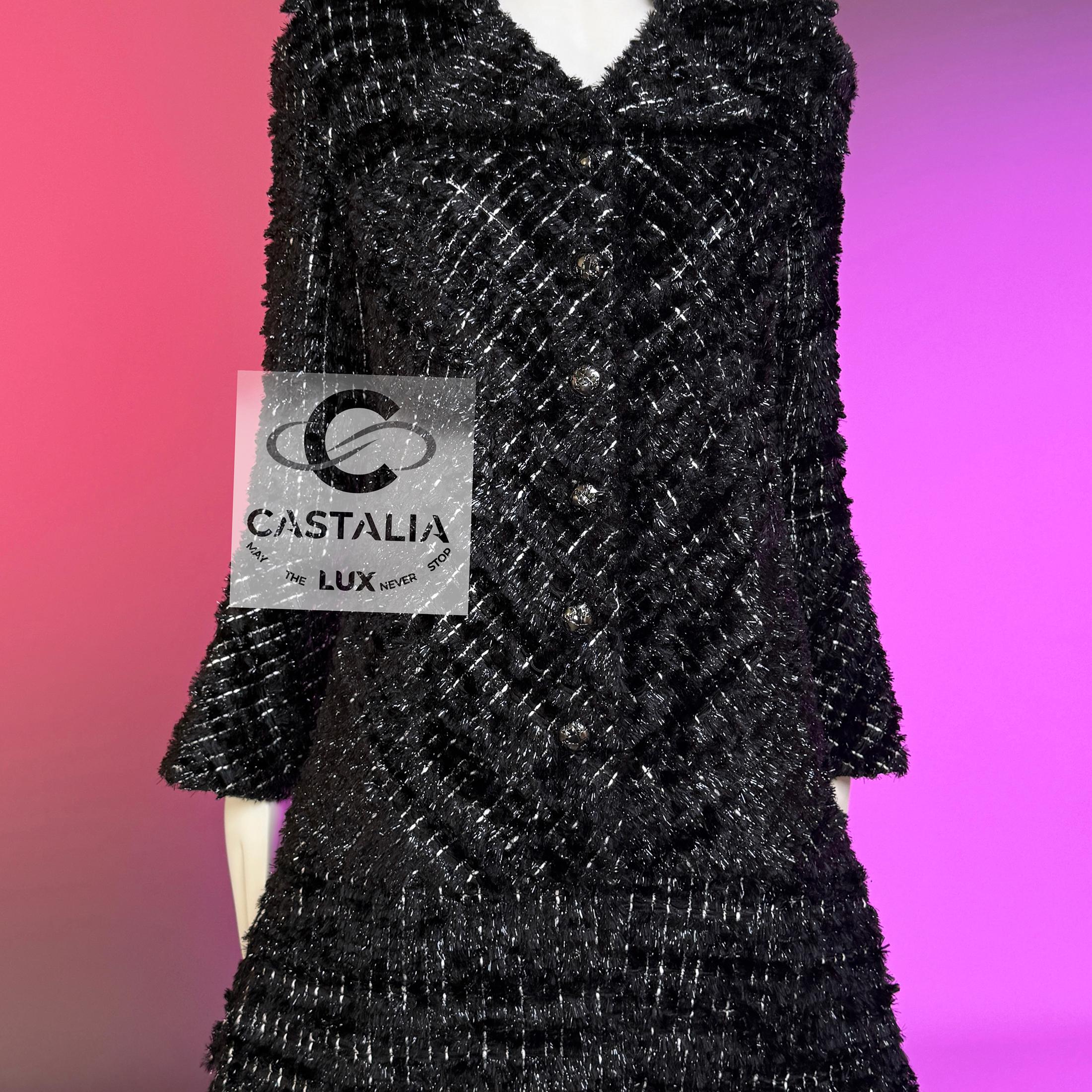 CHANEL 13K$ Cosmic Futurism Black Tweed Jacket  36 FR For Sale 4