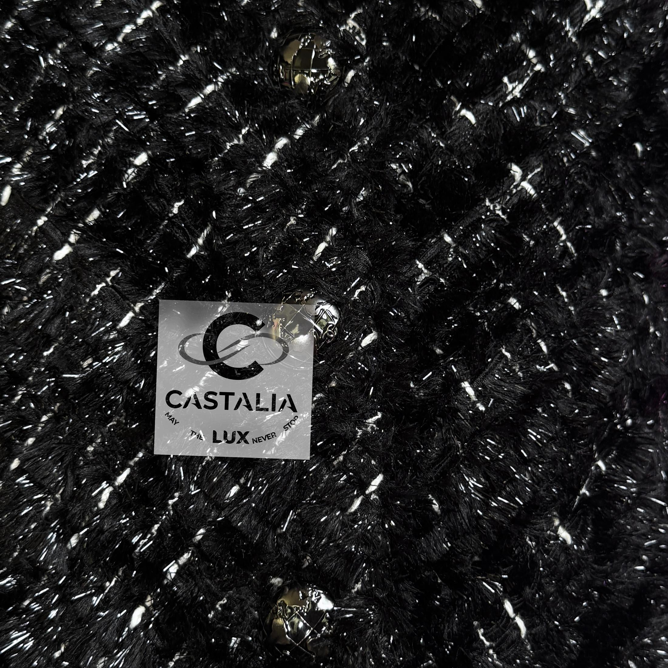 CHANEL 13K$ Cosmic Futurism Black Tweed Jacket  36 FR For Sale 5