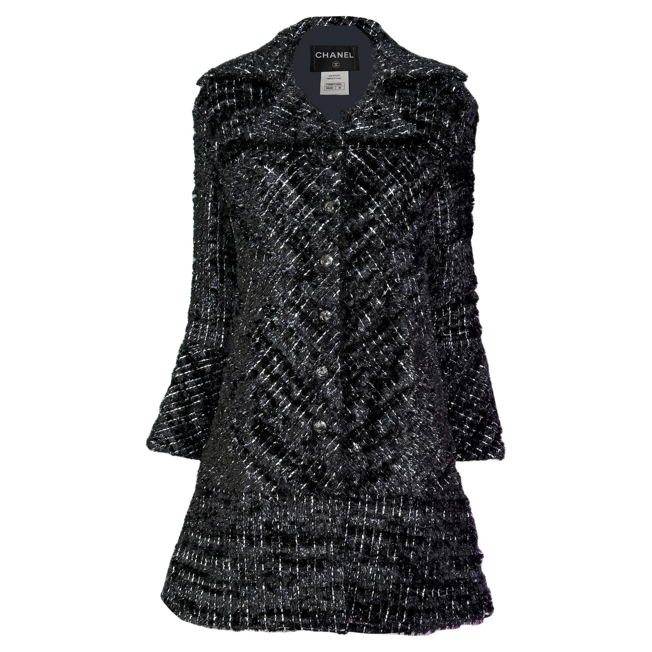 CHANEL 13K$ Chaqueta de tweed negro Futurismo Cósmico 36 FR