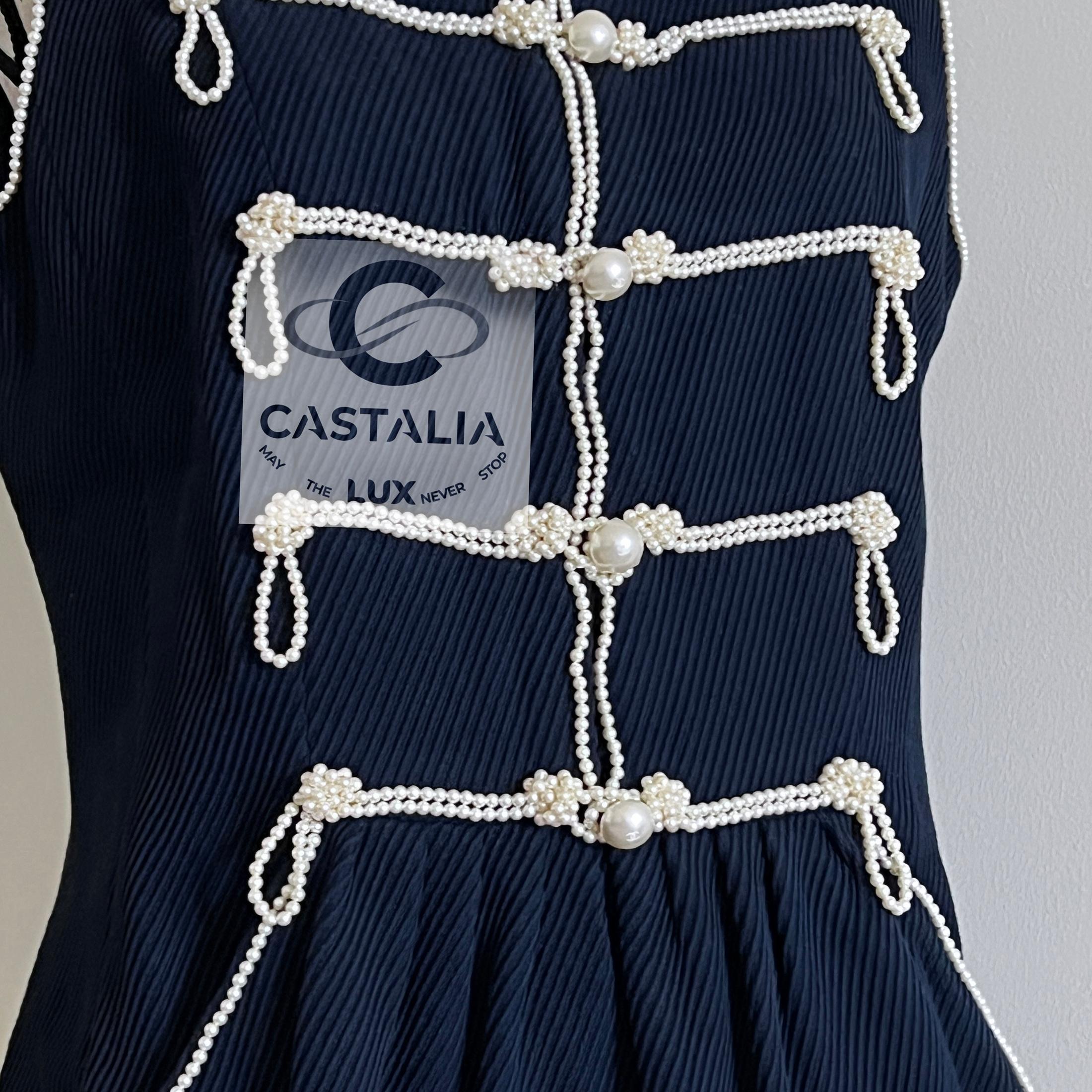 Chanel 13K$ Extrem seltenes, perlenbesetztes Kleid mit Perlenverzierung 38 FR im Angebot 6