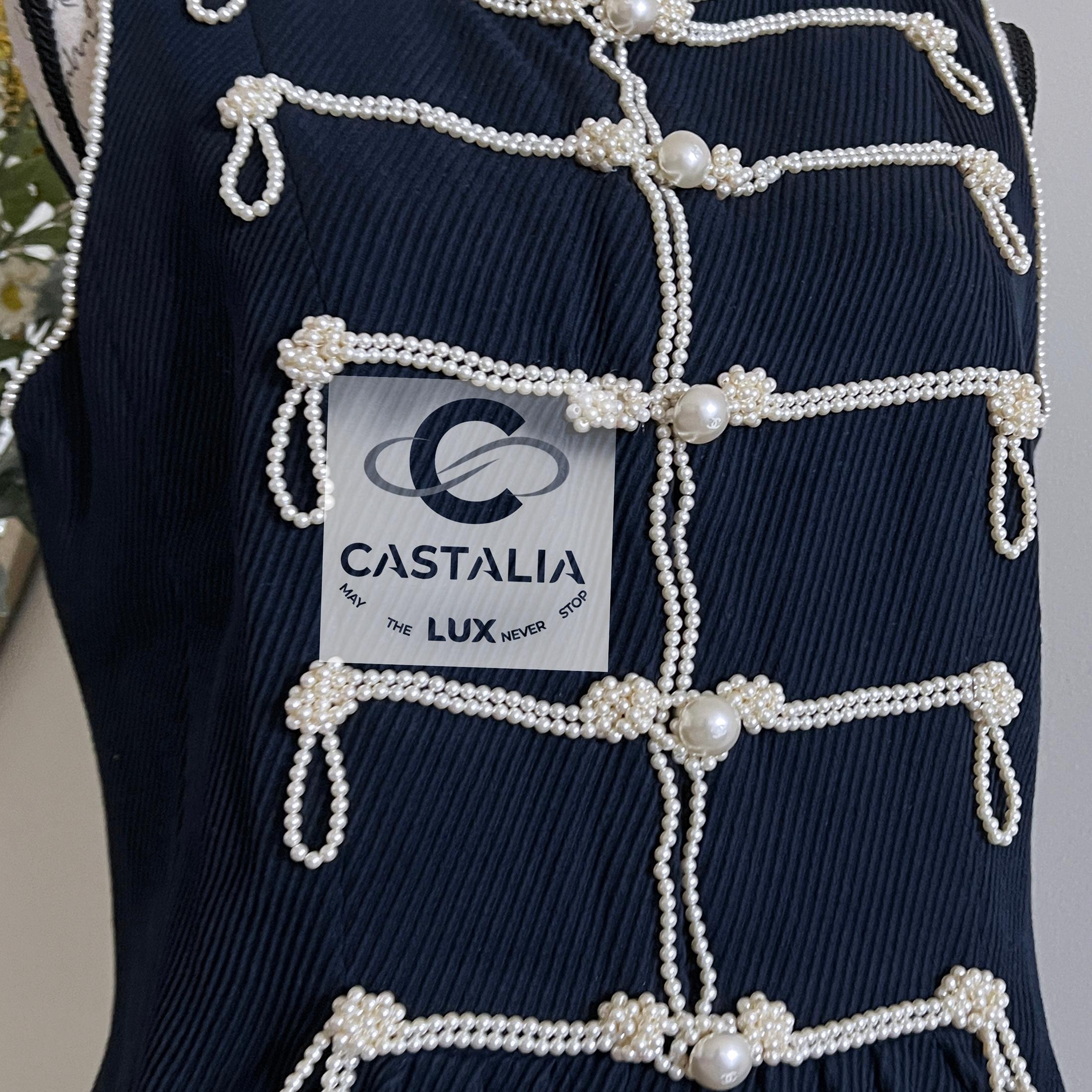 Chanel 13K$ Extrem seltenes, perlenbesetztes Kleid mit Perlenverzierung 38 FR im Angebot 7