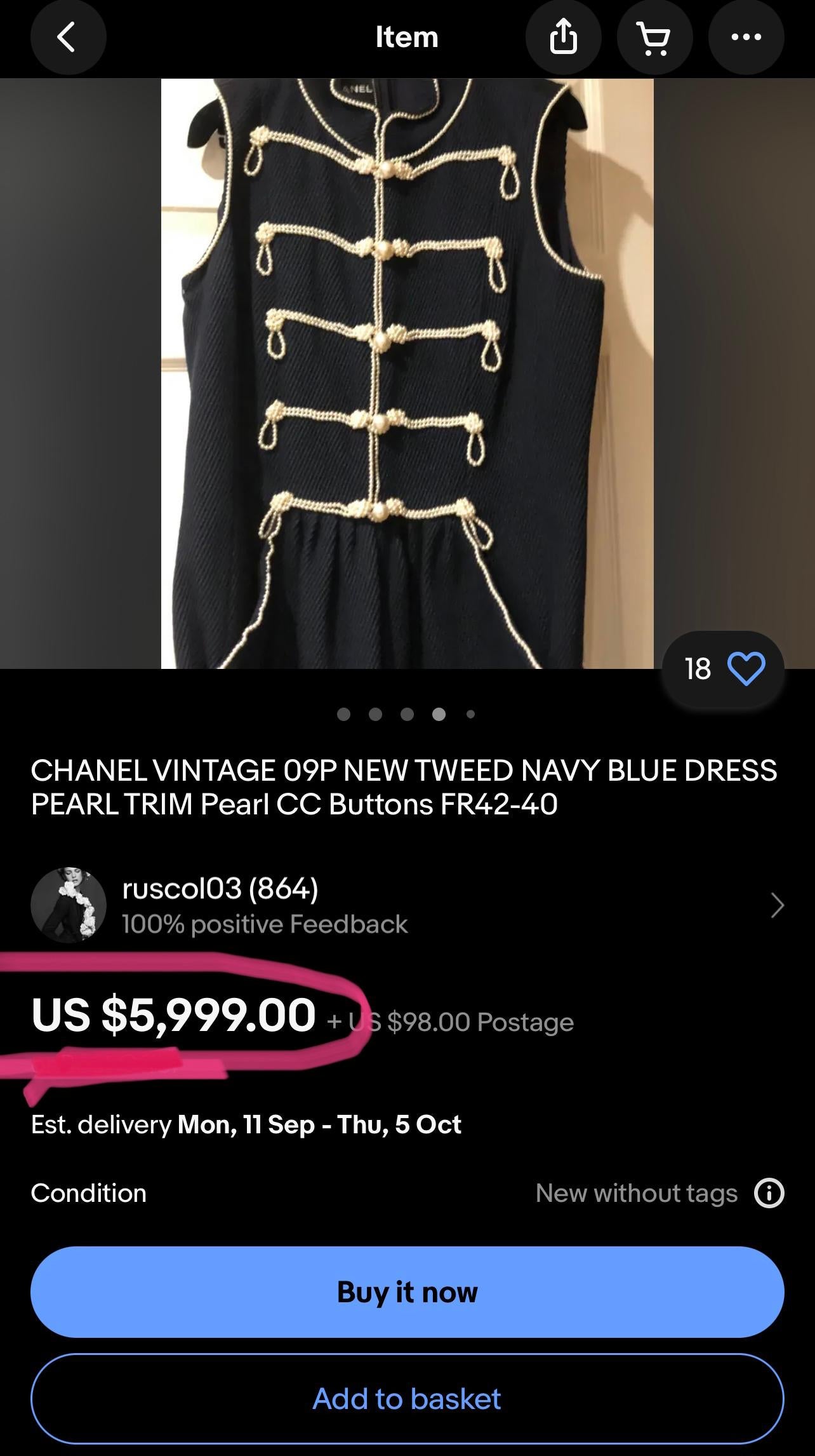 Chanel 13K$ Extrem seltenes, perlenbesetztes Kleid mit Perlenverzierung 38 FR im Zustand „Neu“ im Angebot in Dubai, AE