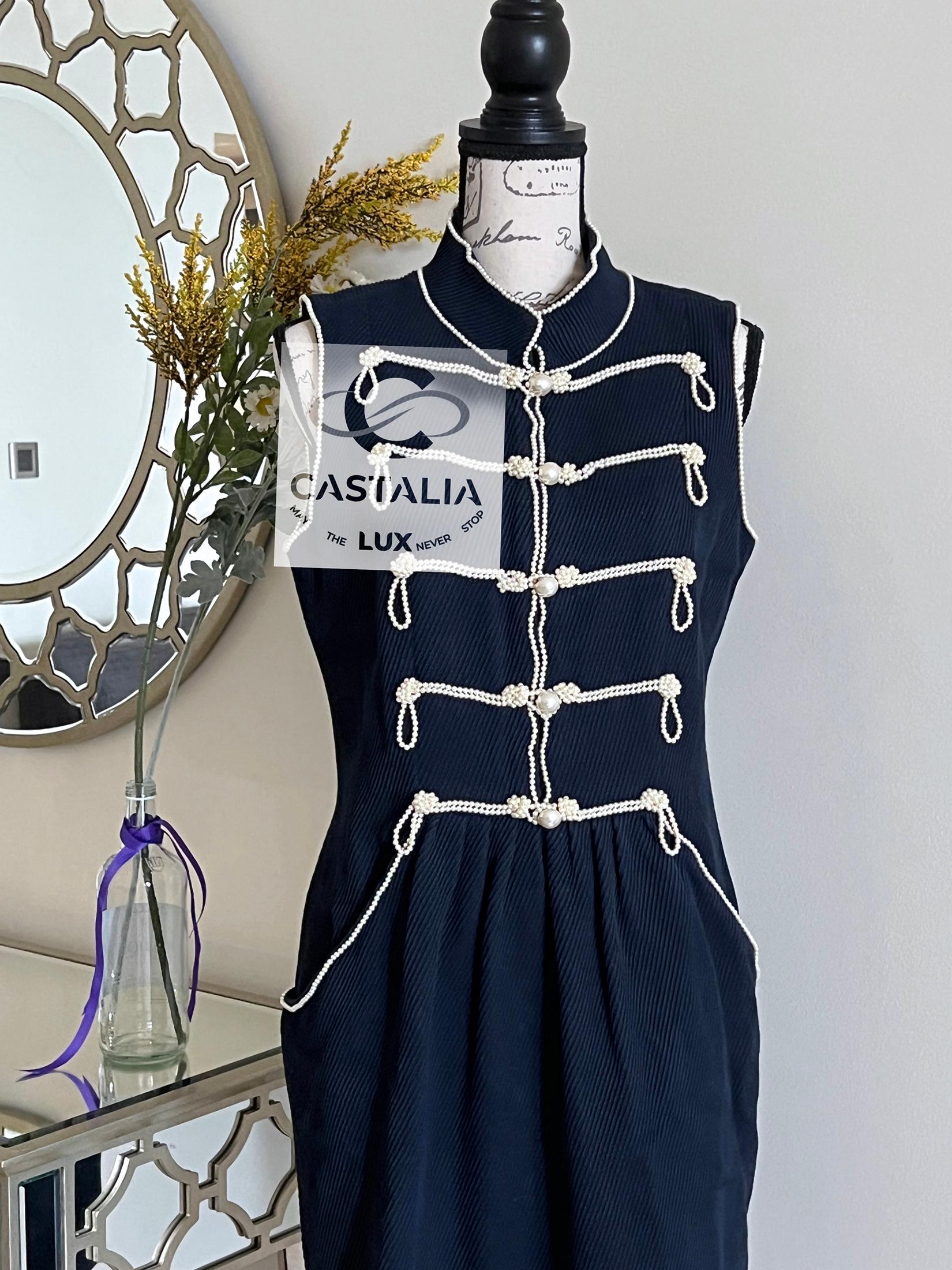 Chanel 13K$ Extrem seltenes, perlenbesetztes Kleid mit Perlenverzierung 38 FR im Angebot 1