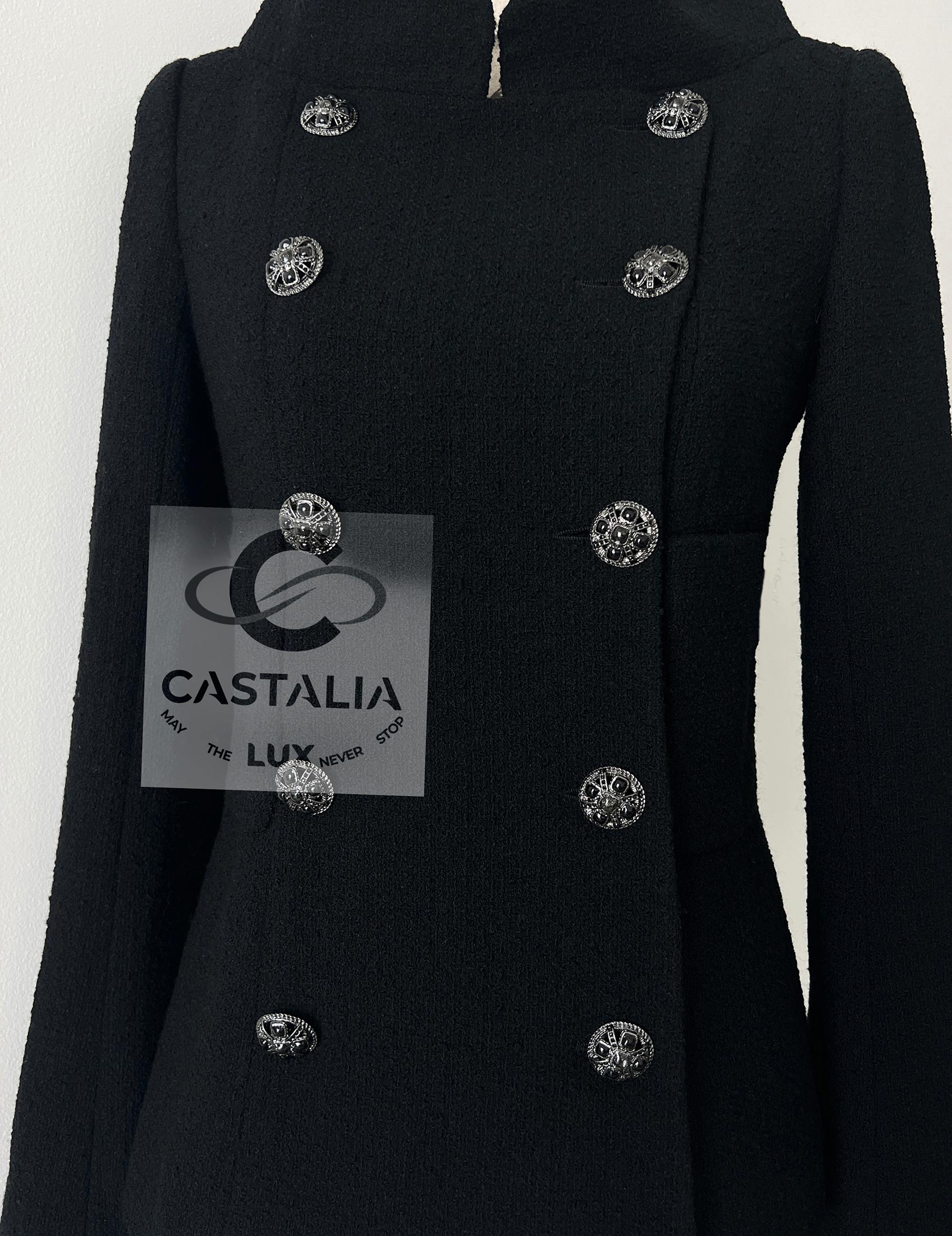 Chanel 13K$ Lady Gaga Style Statement Black Tweed Jacket 40 FR For Sale 7