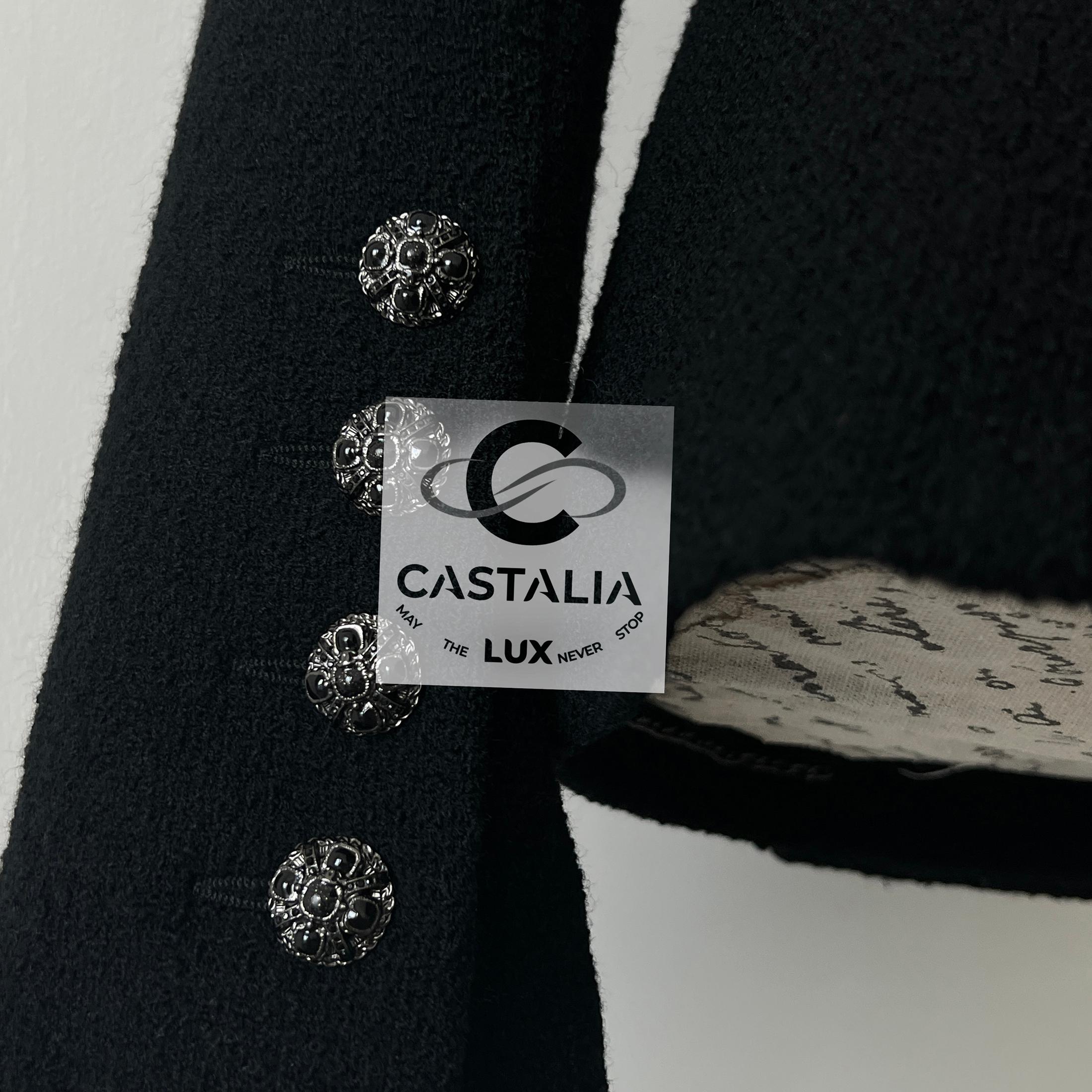 Chanel 13K$ Lady Gaga Style Statement Black Tweed Jacket 40 FR For Sale 8